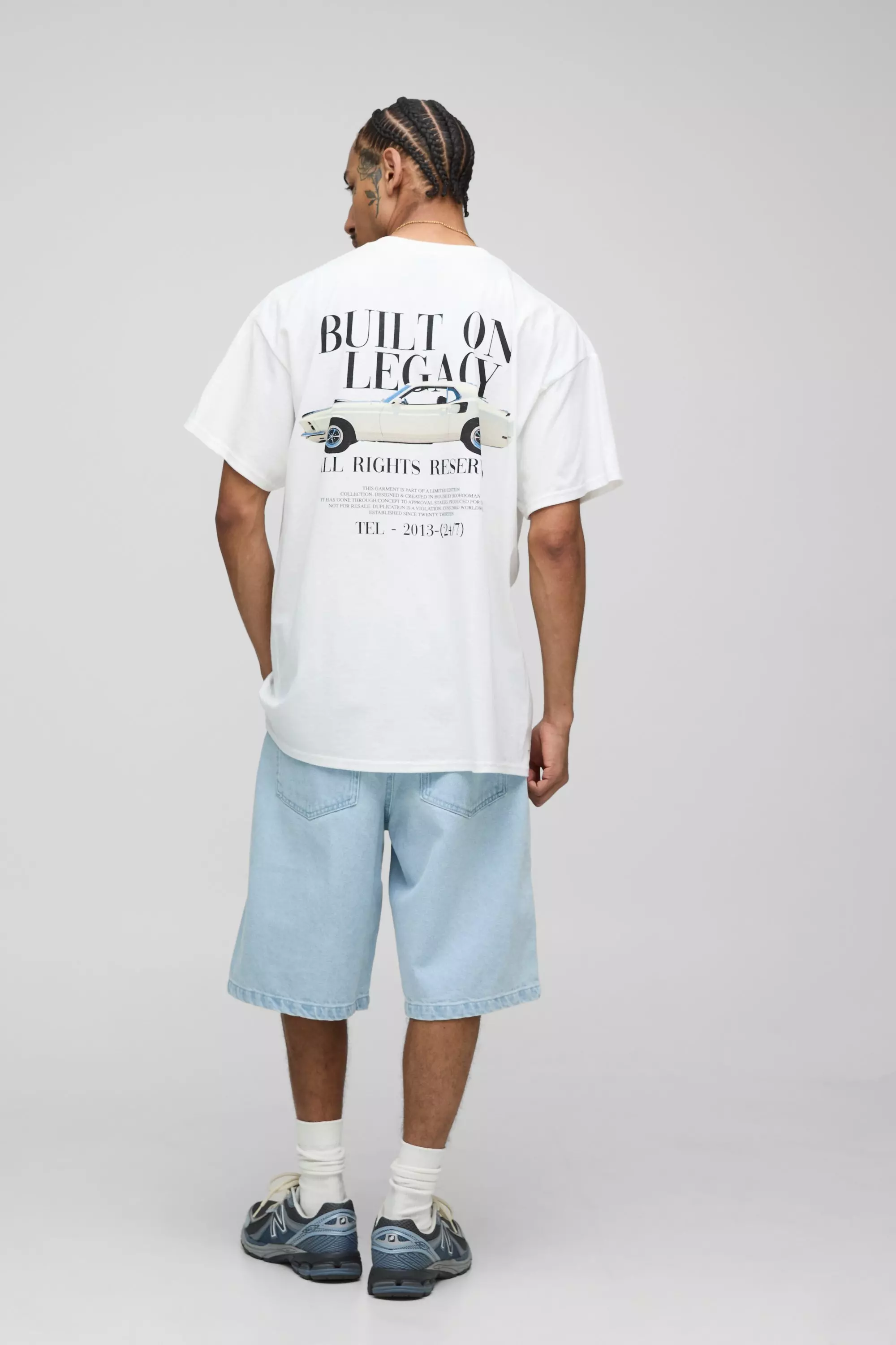 T-shirt oversize à imprimé voiture, White autre image