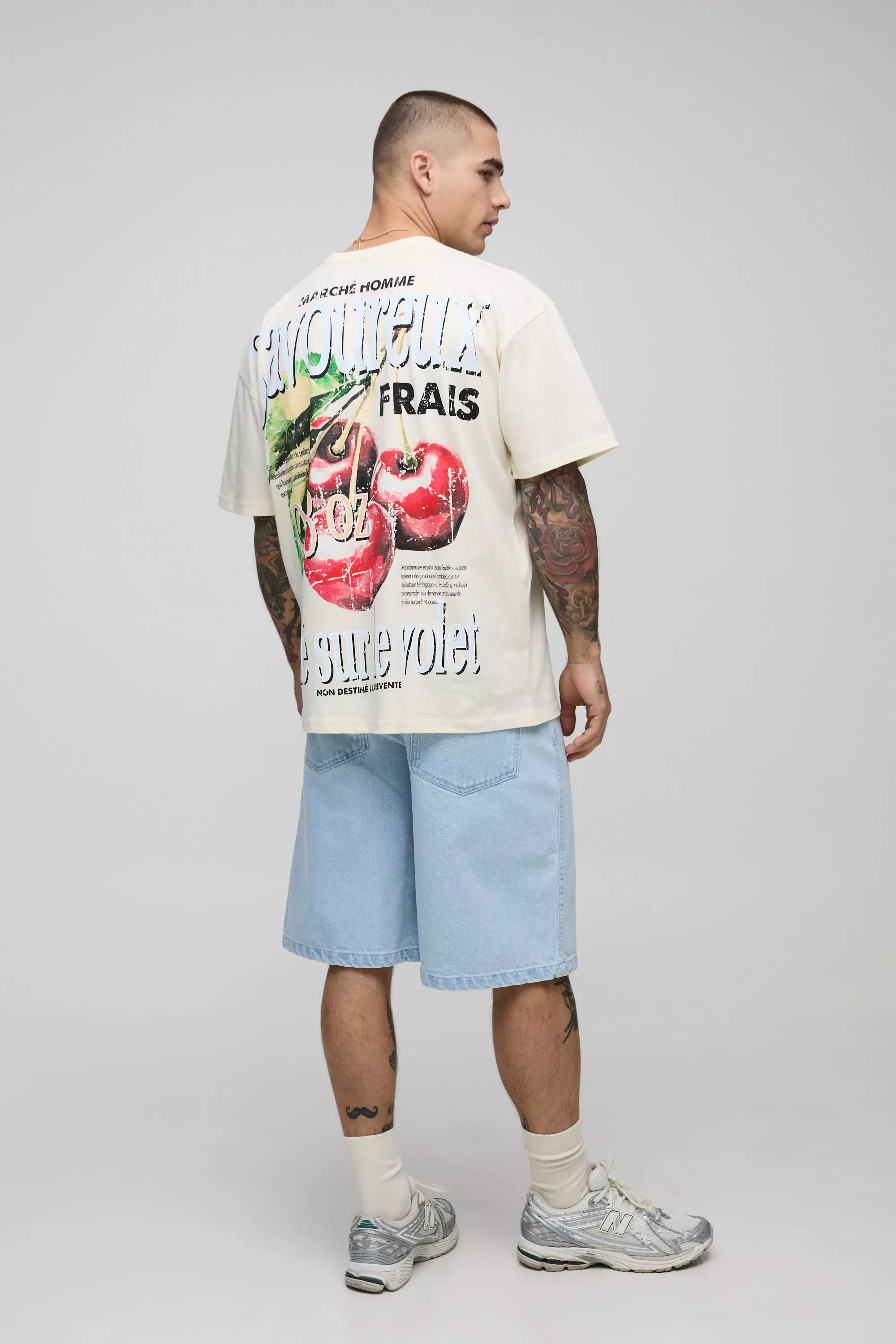 Ecru Oversized French Cherry Graphic T-Shirt alternative image