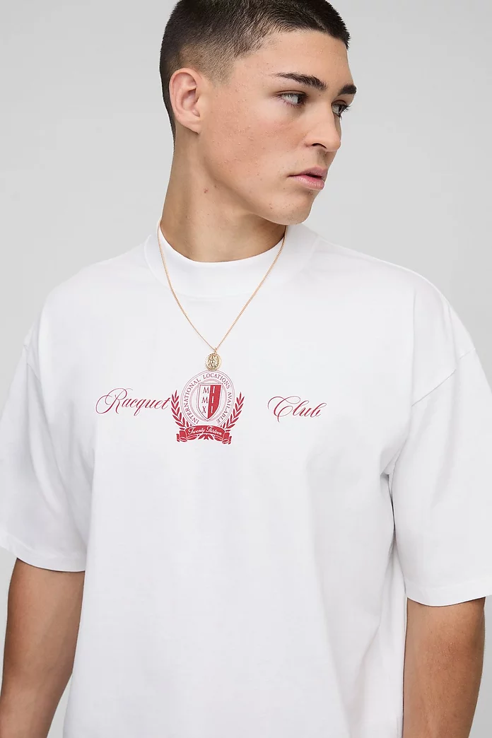 Oversized Boxy Extended Neck Racquet Club T-Shirt Oversized Boxy Extended Neck Racquet Club T-Shirt