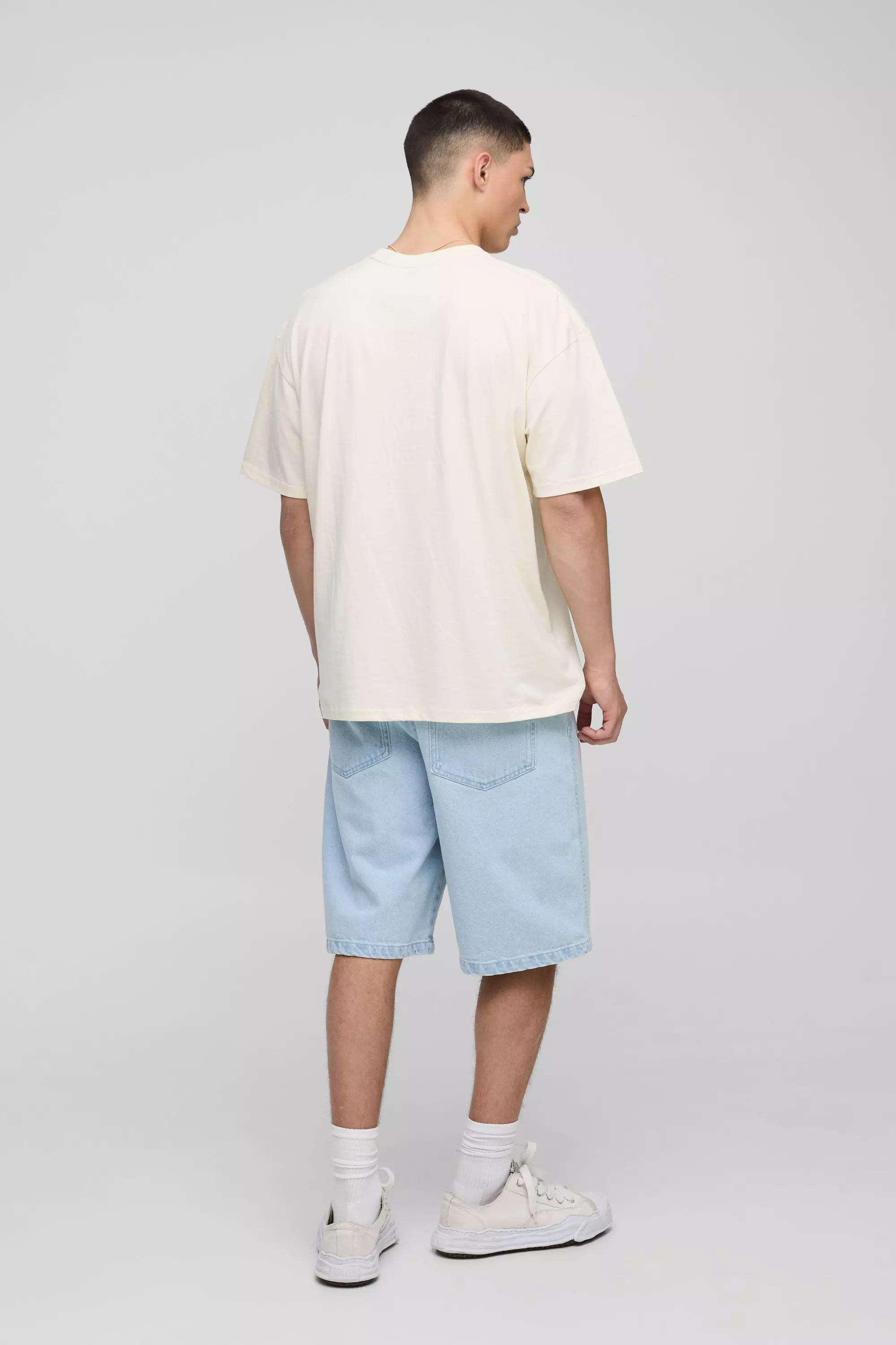 Ecru Oversized French Riviera T-Shirt | boohooMAN USA