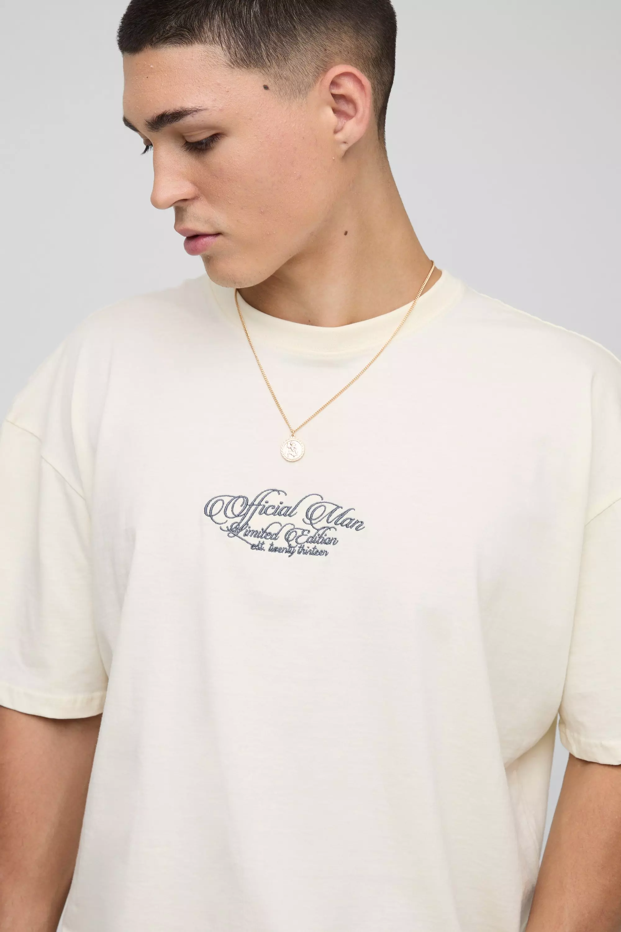 T-shirt oversize écru à broderie Renaissance - MAN, Ecru autre image