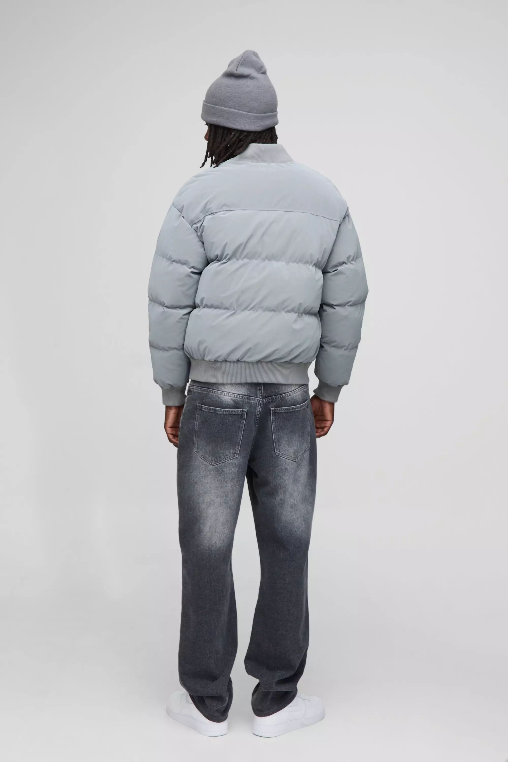 Regular Fit Padded Pocket Bomber Jacket | boohooMAN USA