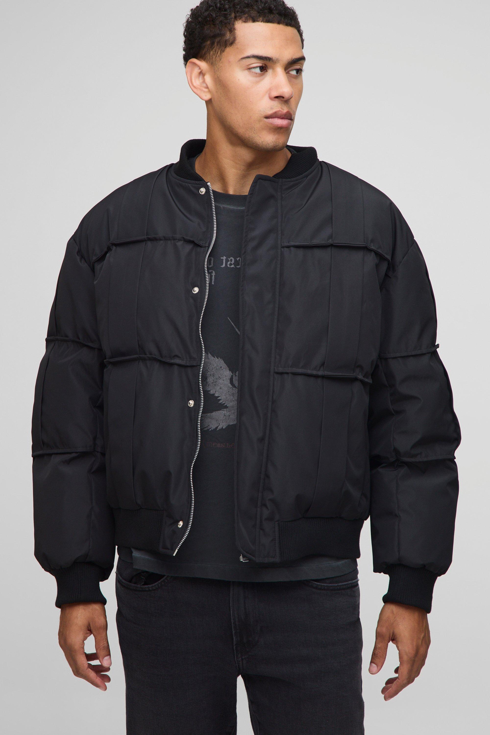 Oversized Fit Pleated Panel Bomber Jacket | boohooMAN USA