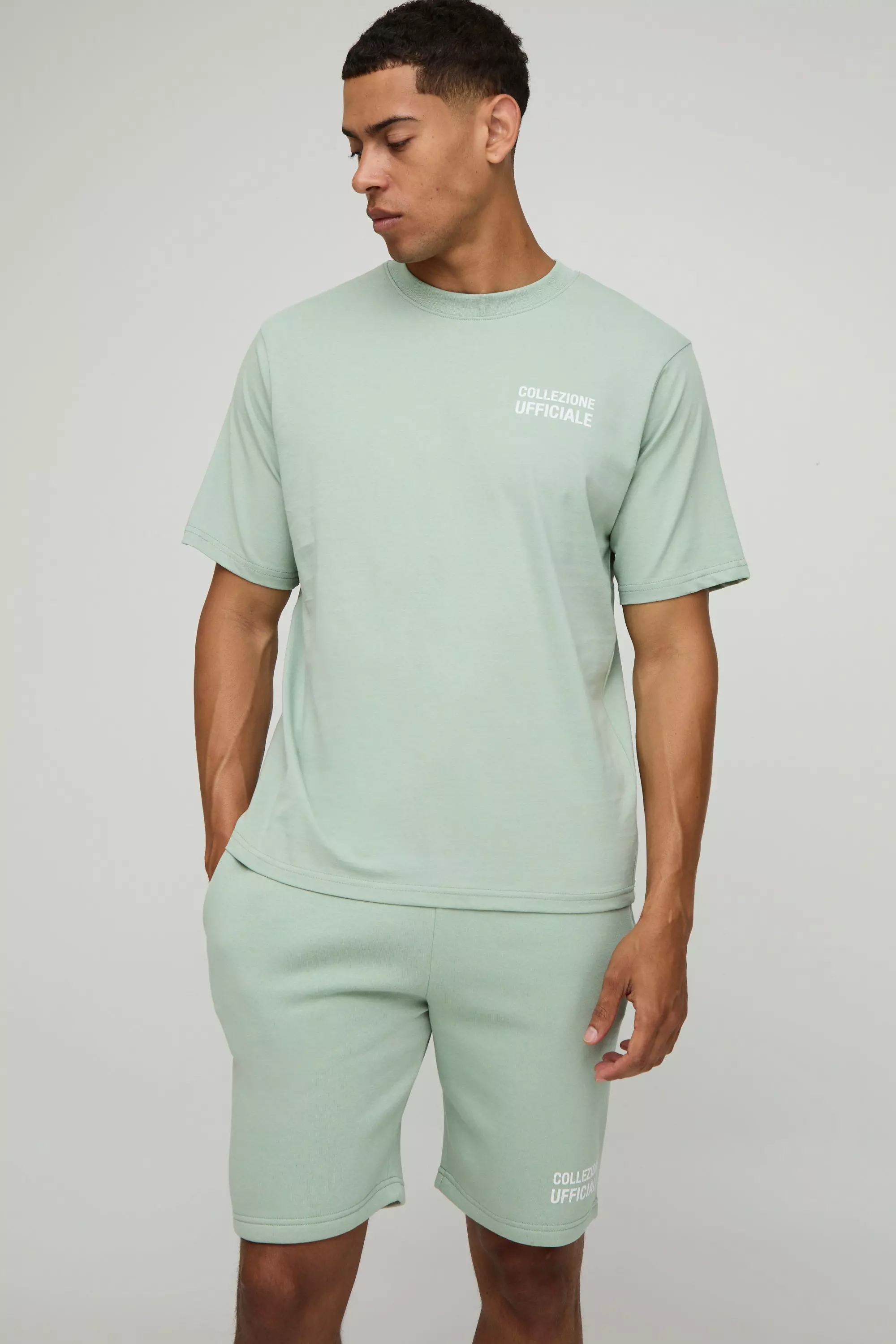 Regular Fit Collection T-Shirt & Short Set Sage
