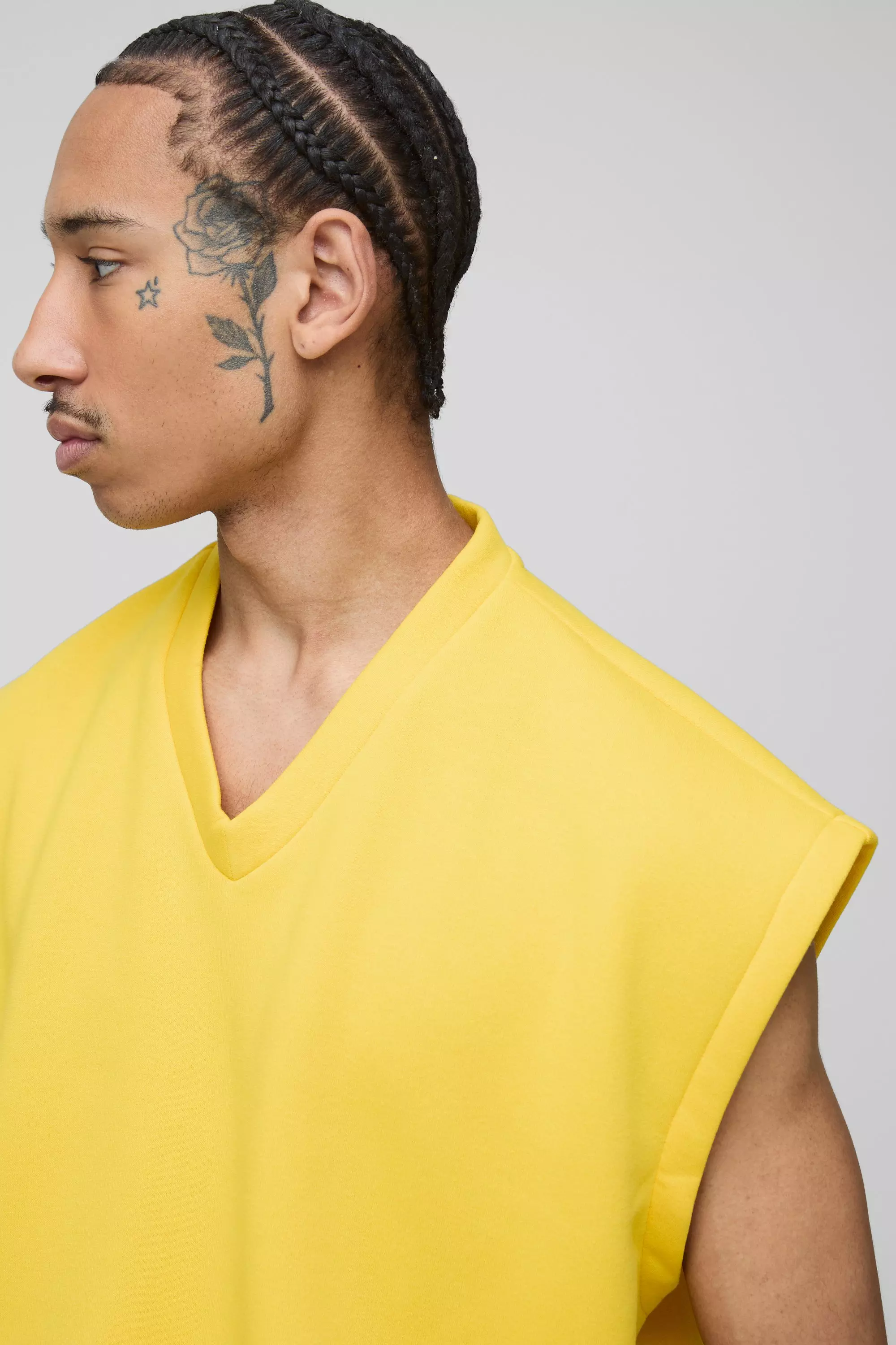 Oversized Boxy Cropped V Neck Sweatshirt Vest | boohooMAN USA