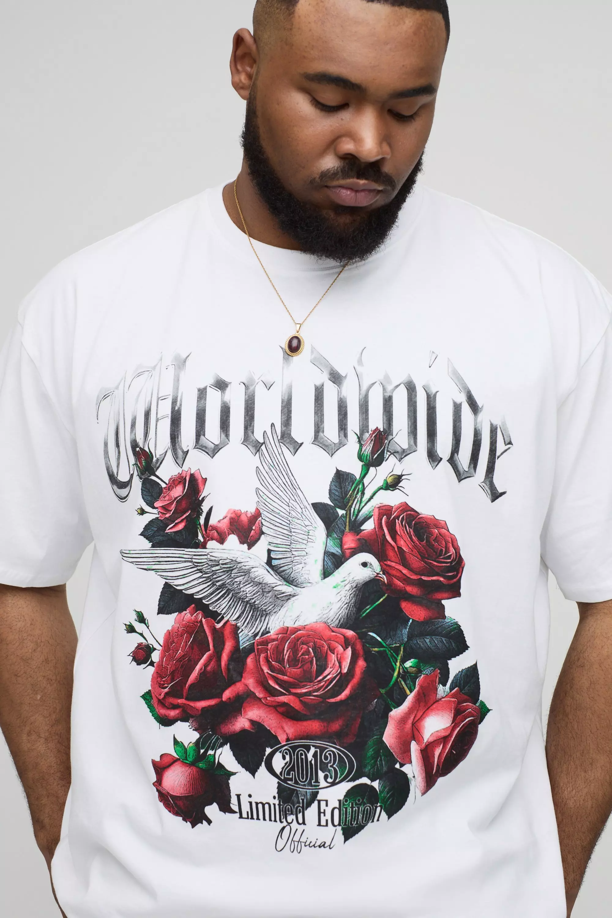 Plus Oversized Large Scale World Wide Floral Print T-Shirt | boohooMAN USA