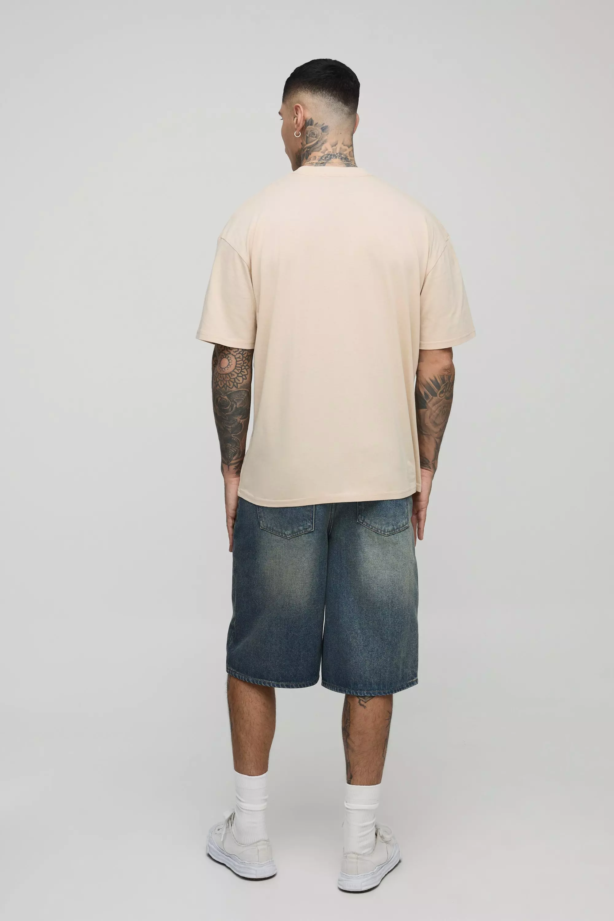 Sand Tall Oversized Amalfi Coast T-Shirt Met Print alternatieve afbeelding