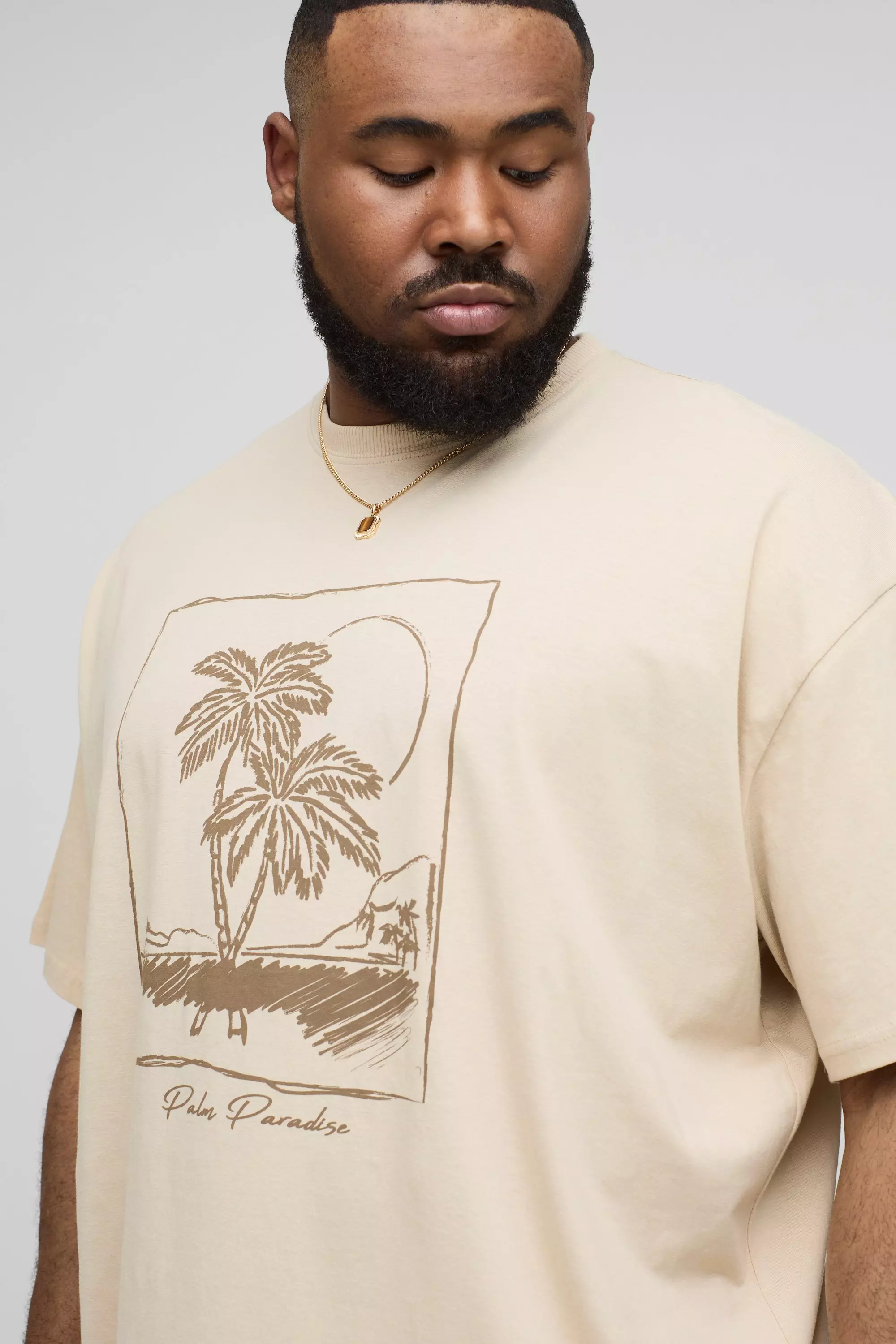 Plus Oversized Palm Paradise Print T-Shirt | boohooMAN USA