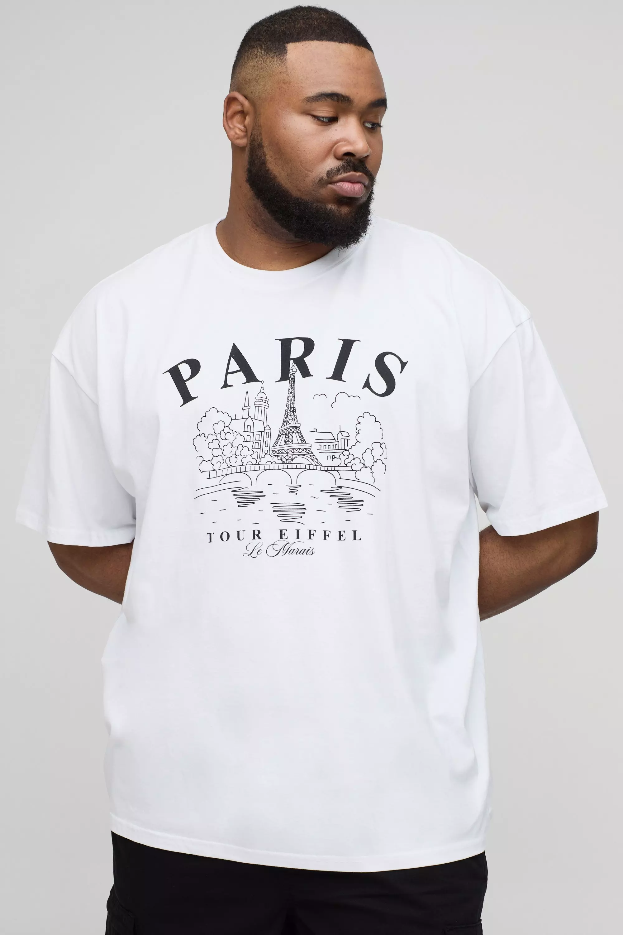 White Plus Oversized Paris Location Print T-Shirt alternative image