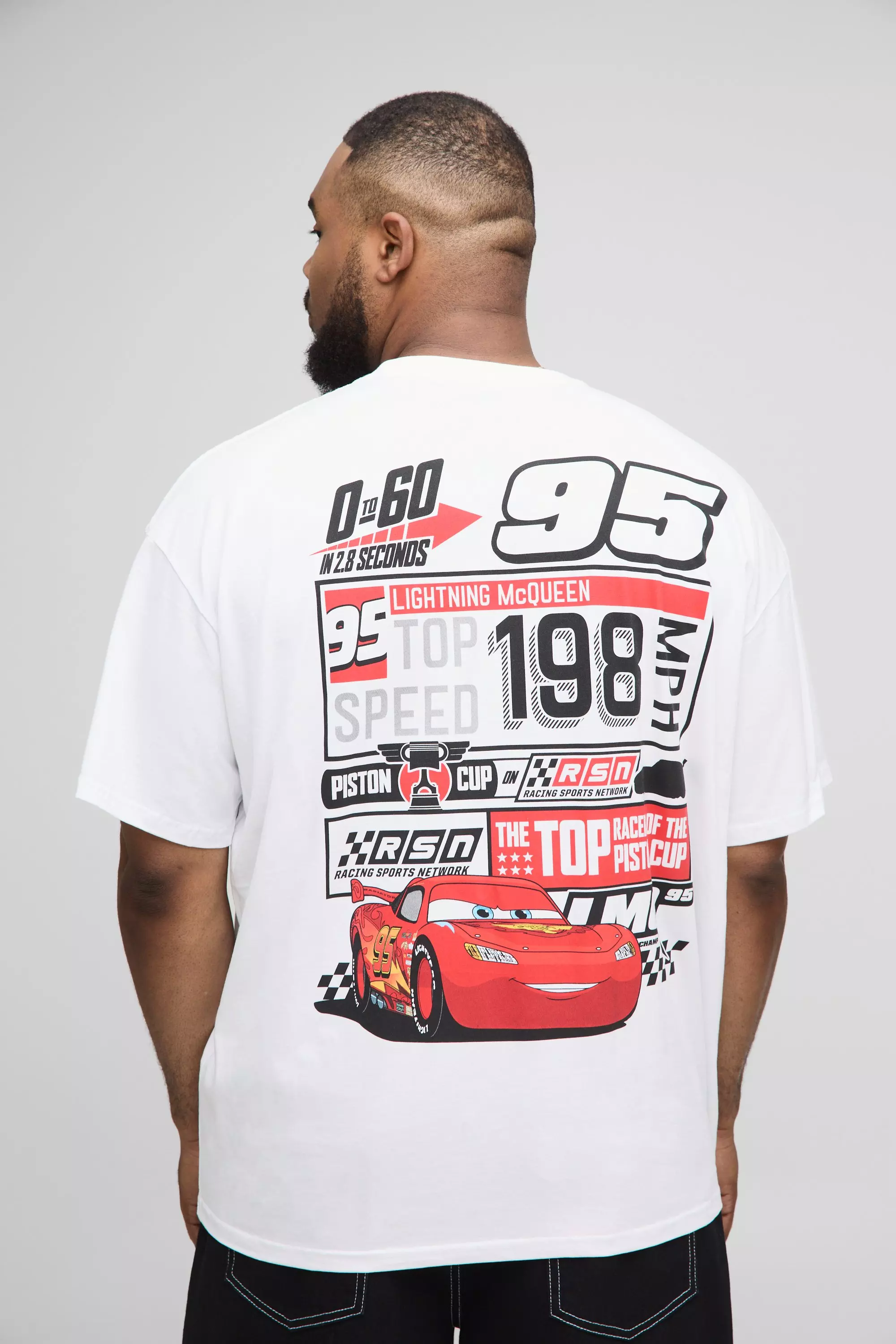 Plus Oversized Disney Cars License Print T-Shirt White