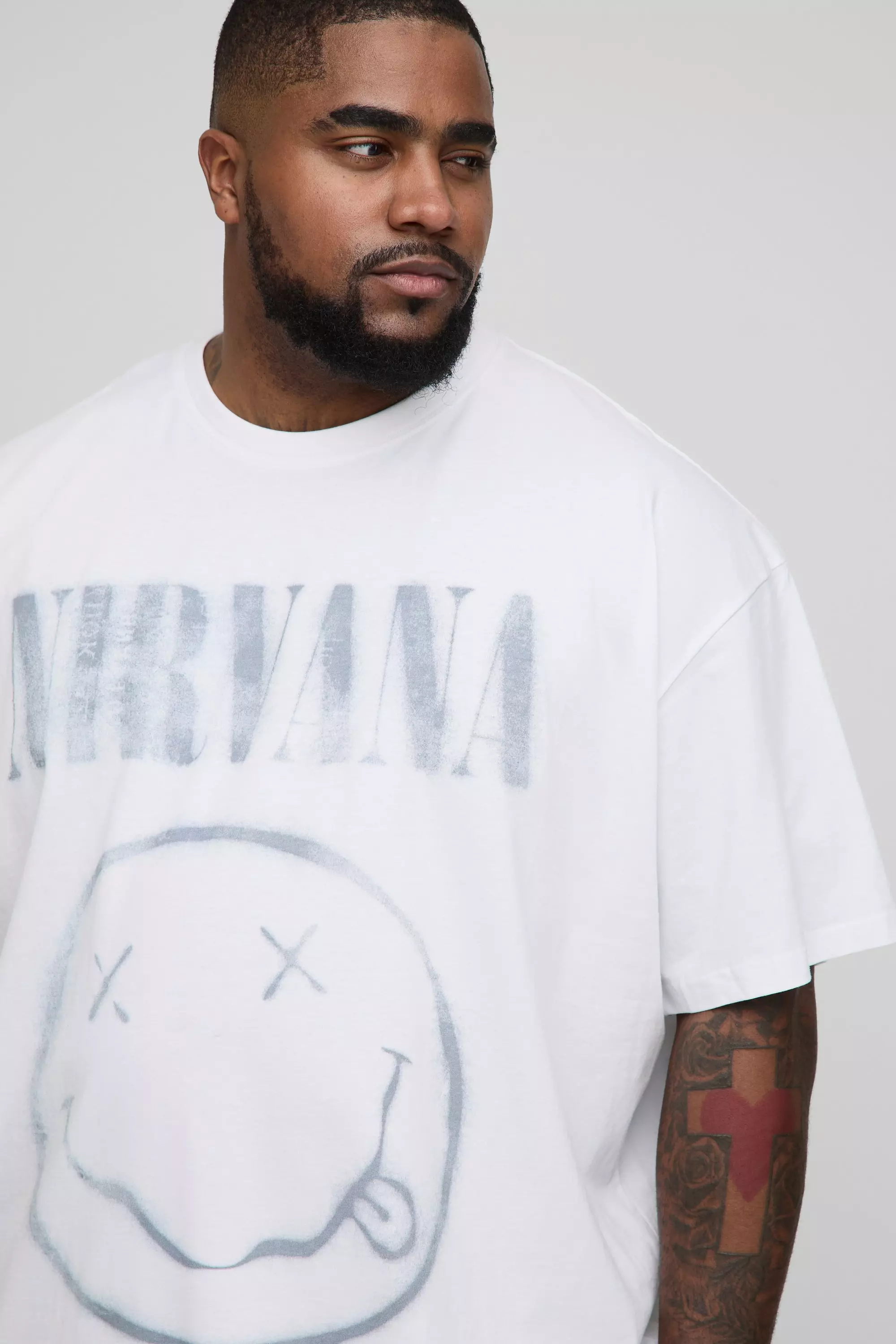 White Plus Oversized Nirvana License Print T-Shirt alternative image