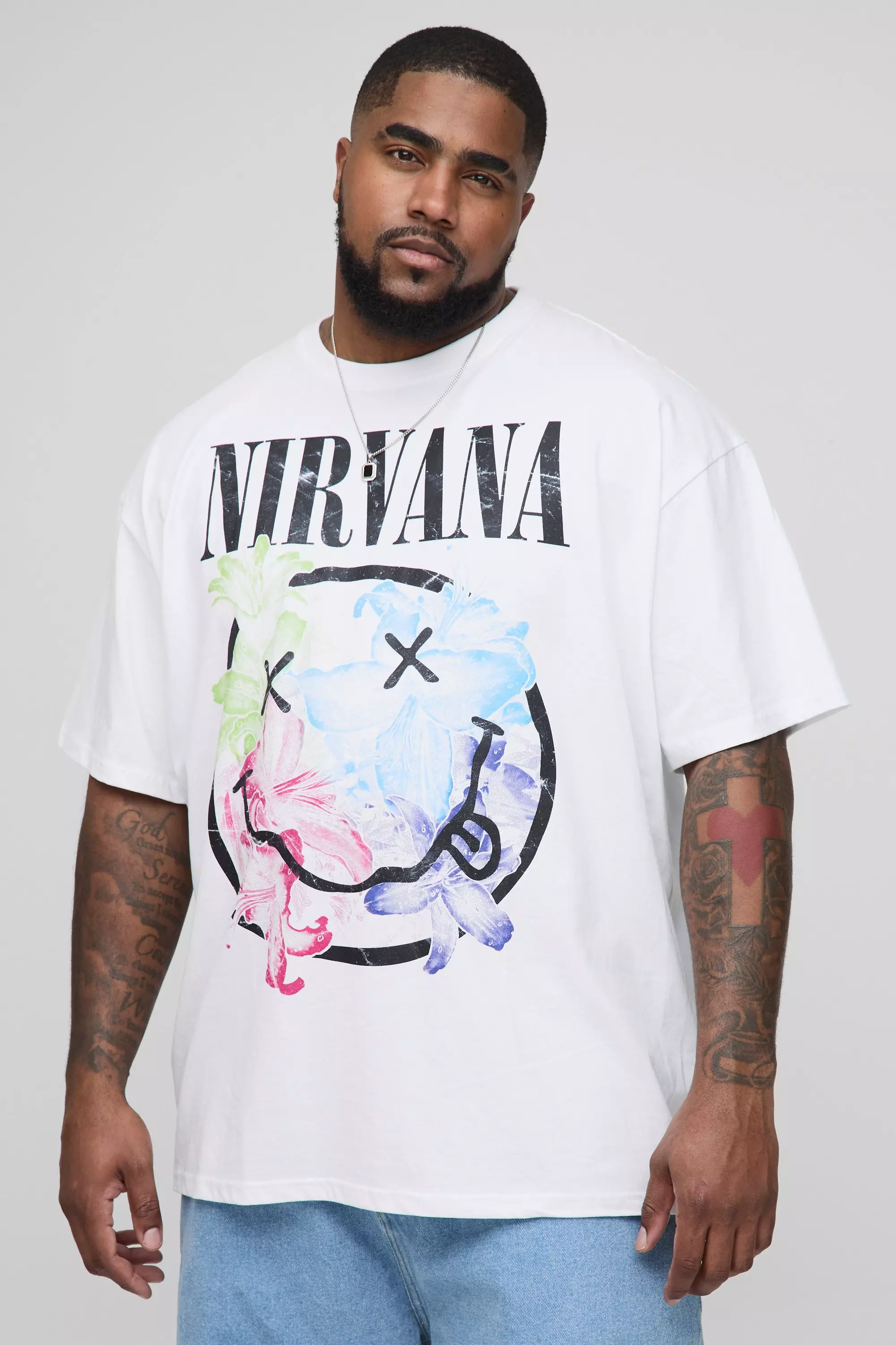 White Plus Oversized Nirvana License Print T-Shirt alternative image