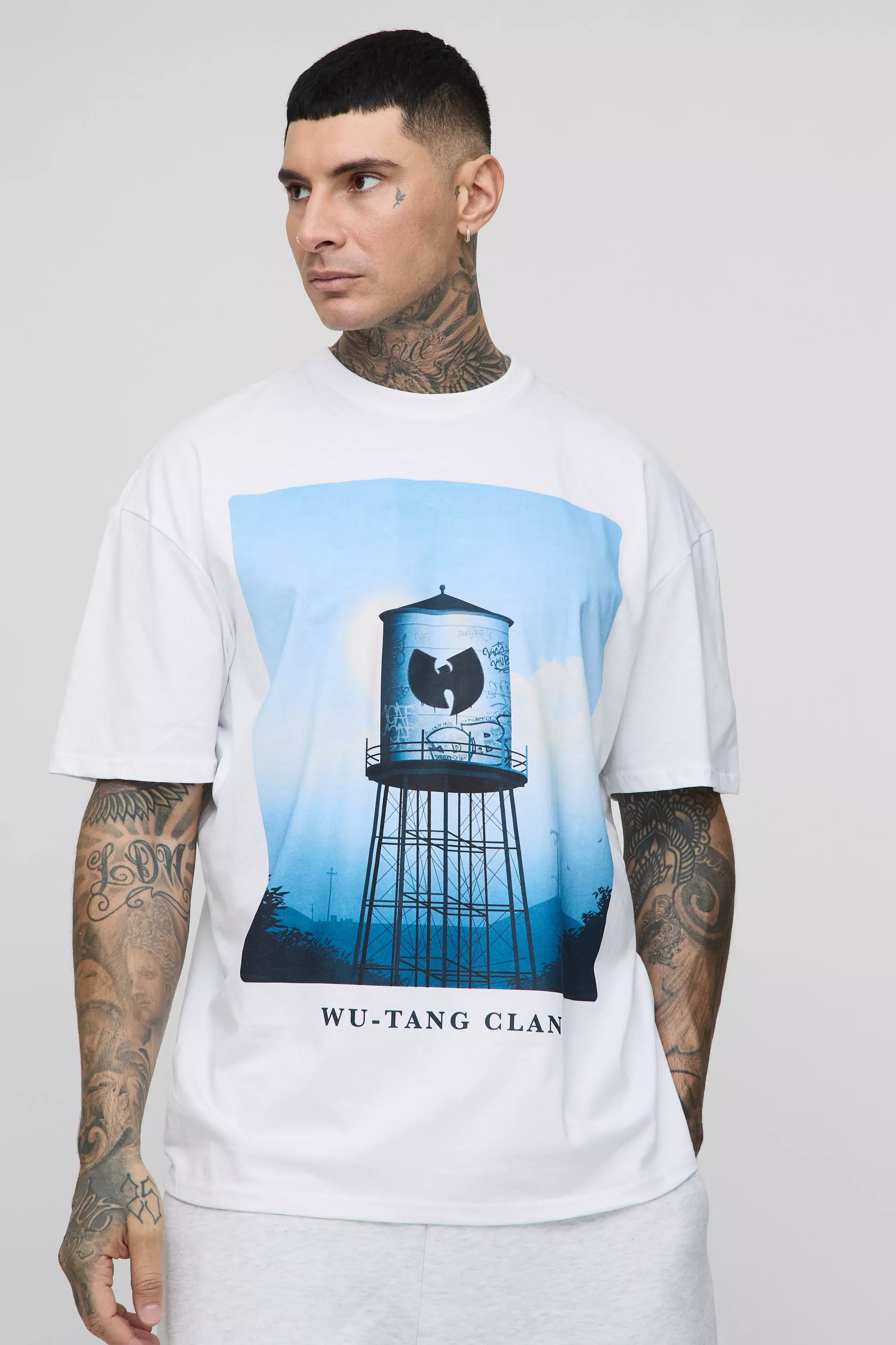 White Tall Oversized Gelicenseerd Wu-Tang Clan T-Shirt alternatieve afbeelding