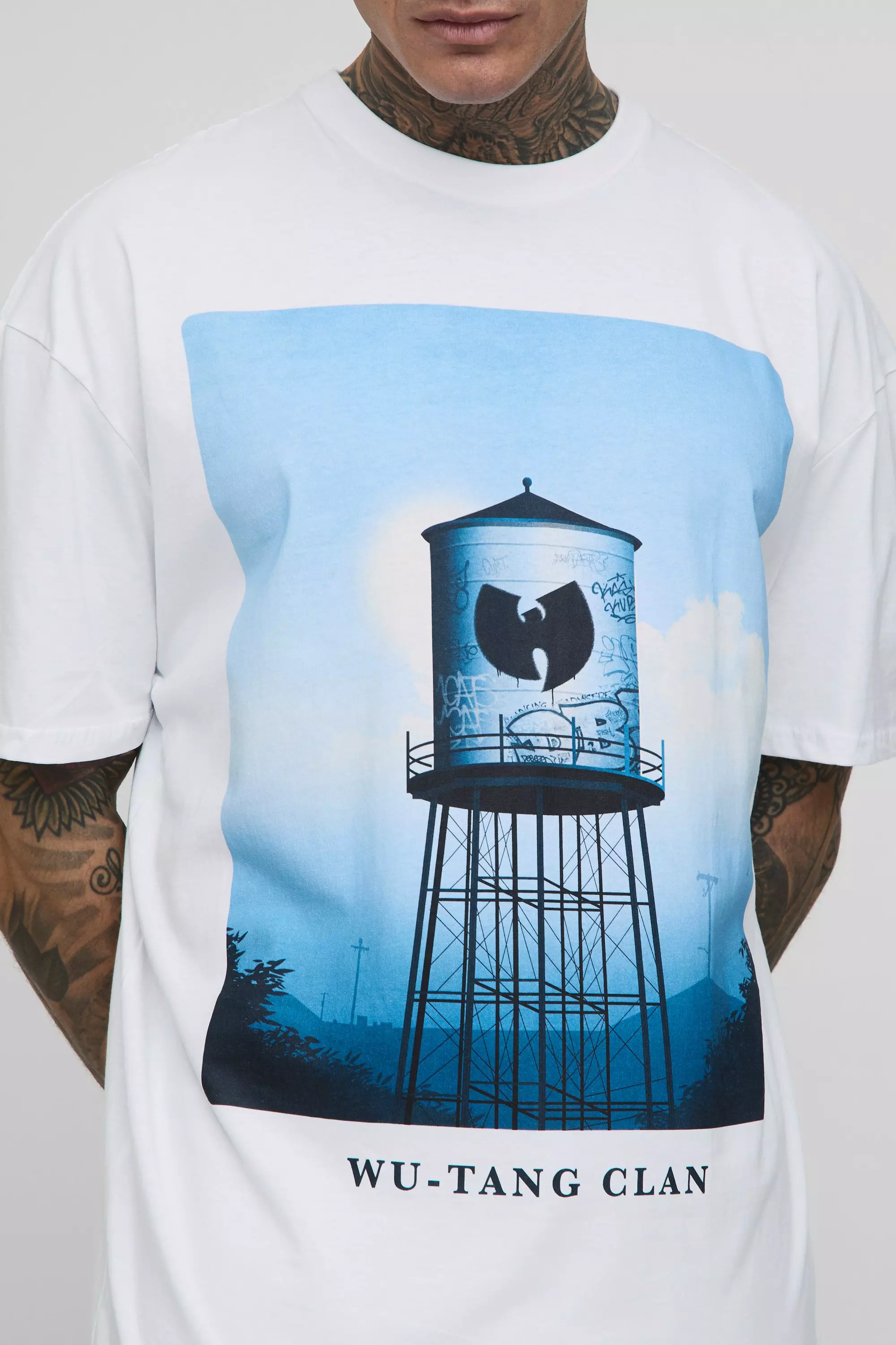White Tall Oversized Gelicenseerd Wu-Tang Clan T-Shirt alternatieve afbeelding
