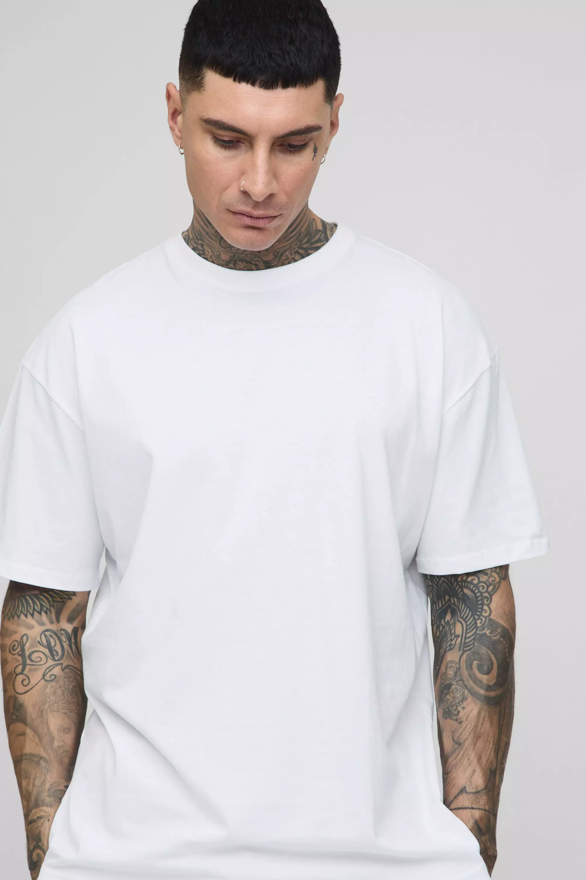 White Tall Oversized Disney Car License Print T-Shirt alternative image
