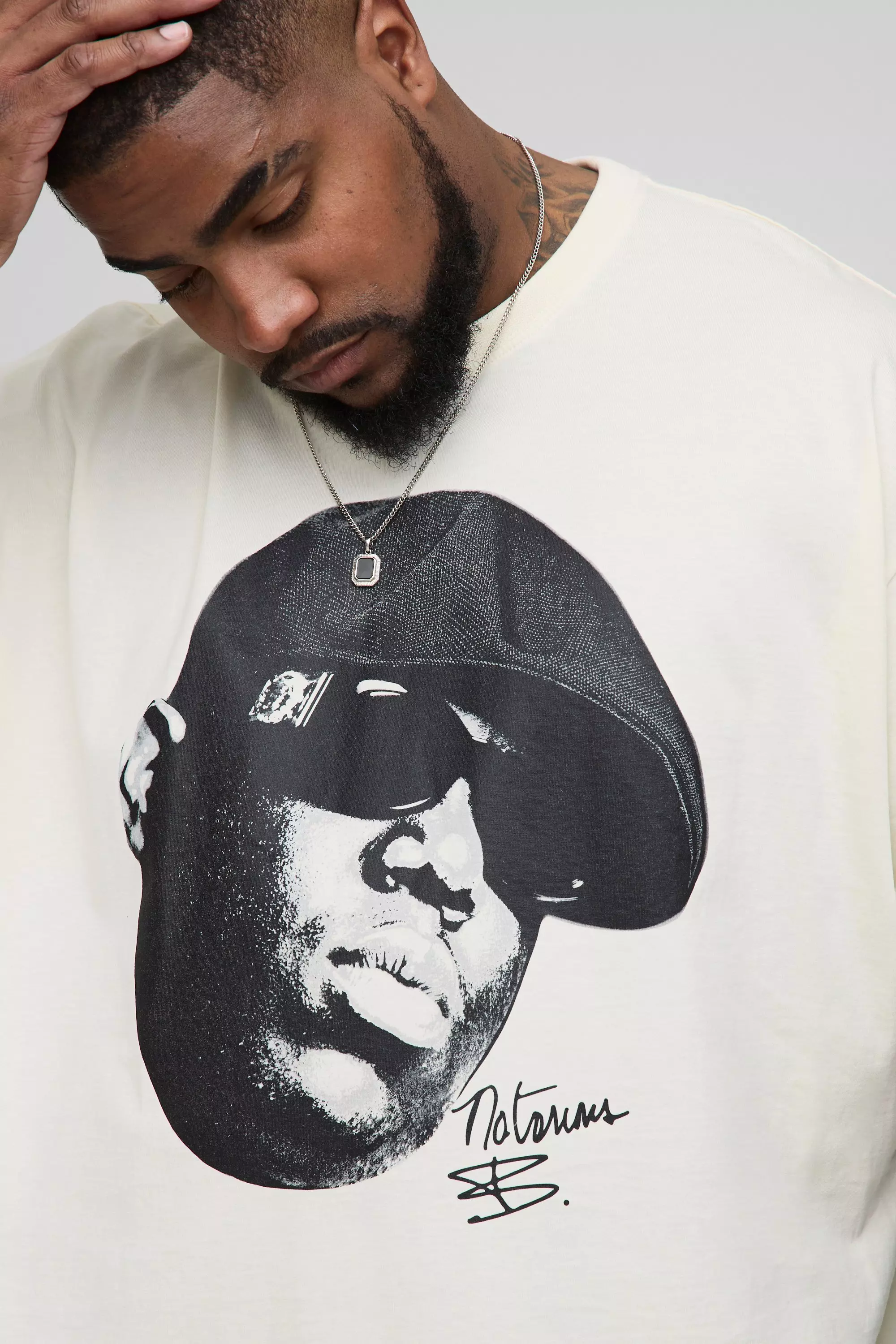 Ecru Plus Oversized Notorious BIG License Print T-Shirt alternative image