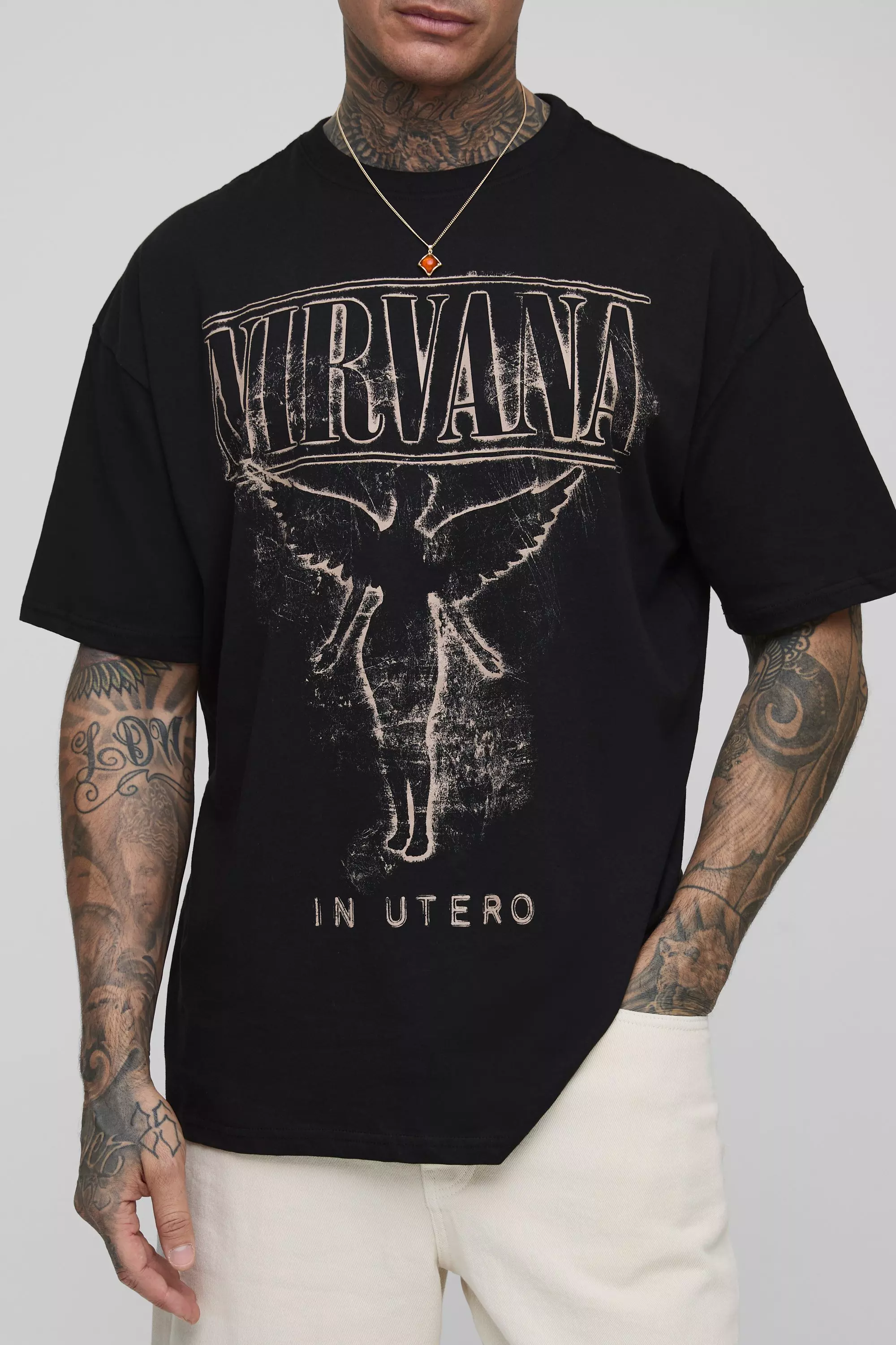 Tall - T-shirt oversize à imprimé Nirvana, Black autre image