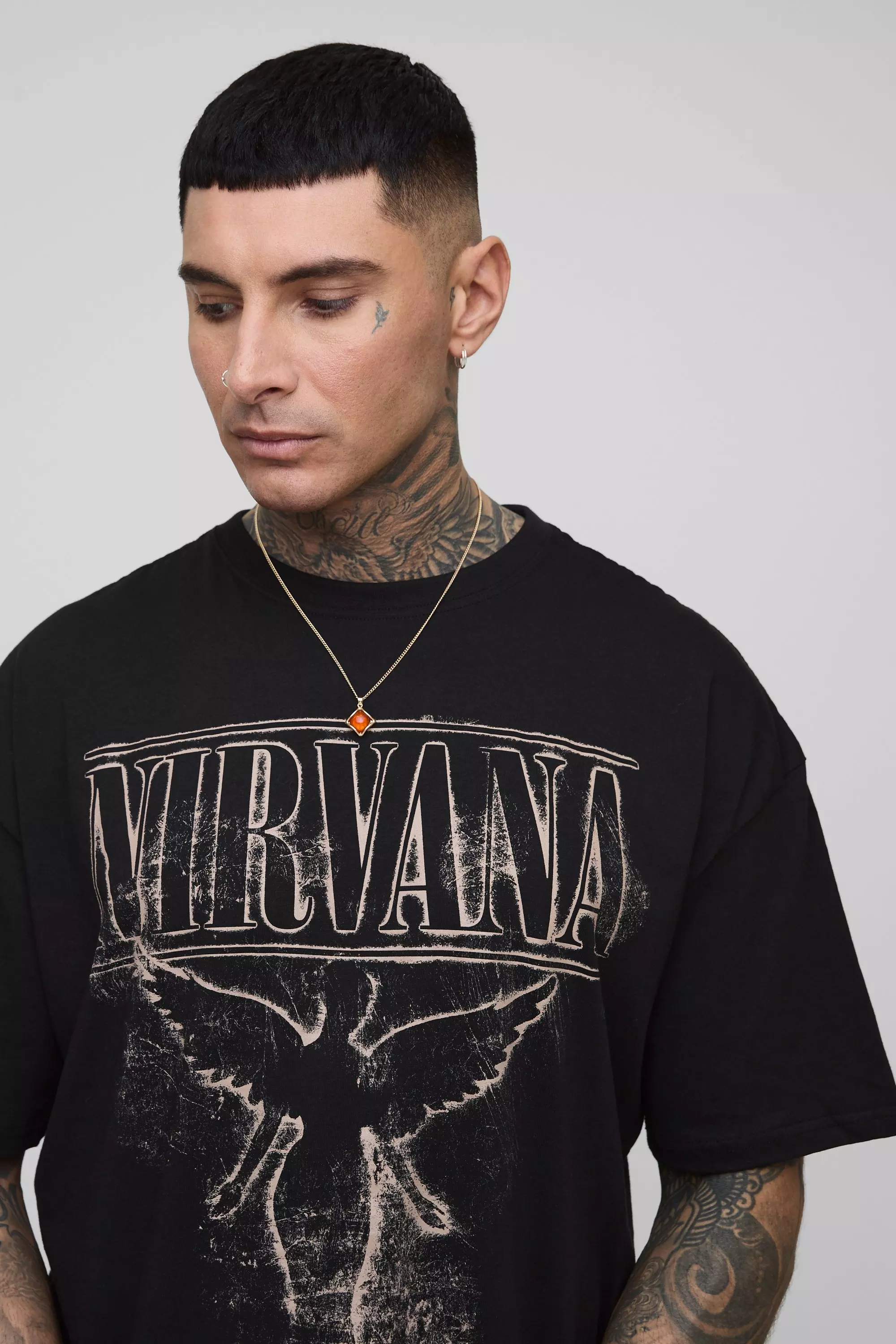 Tall - T-shirt oversize à imprimé Nirvana, Black autre image