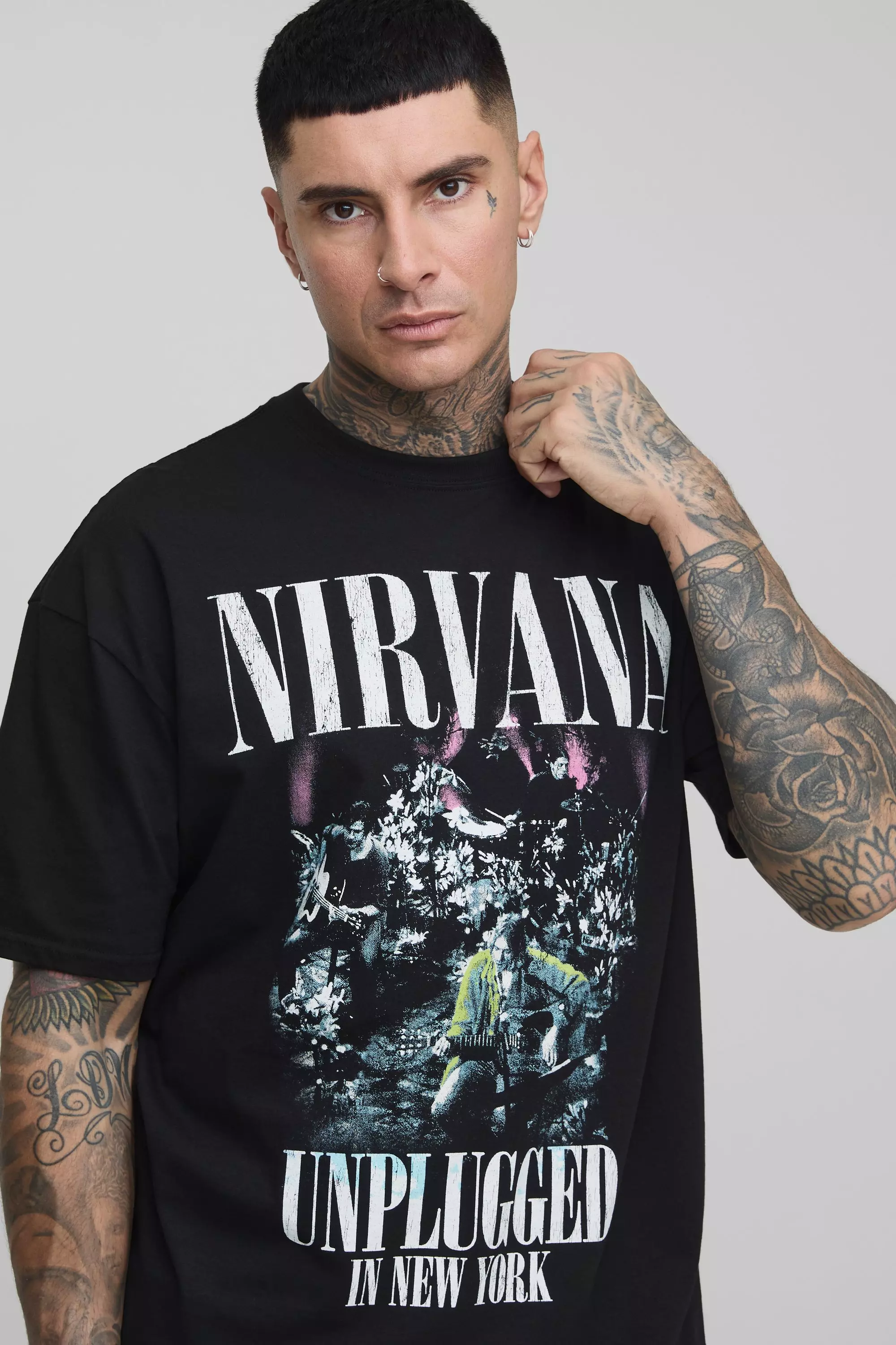 Tall - T-shirt oversize à imprimé Nirvana, Black autre image