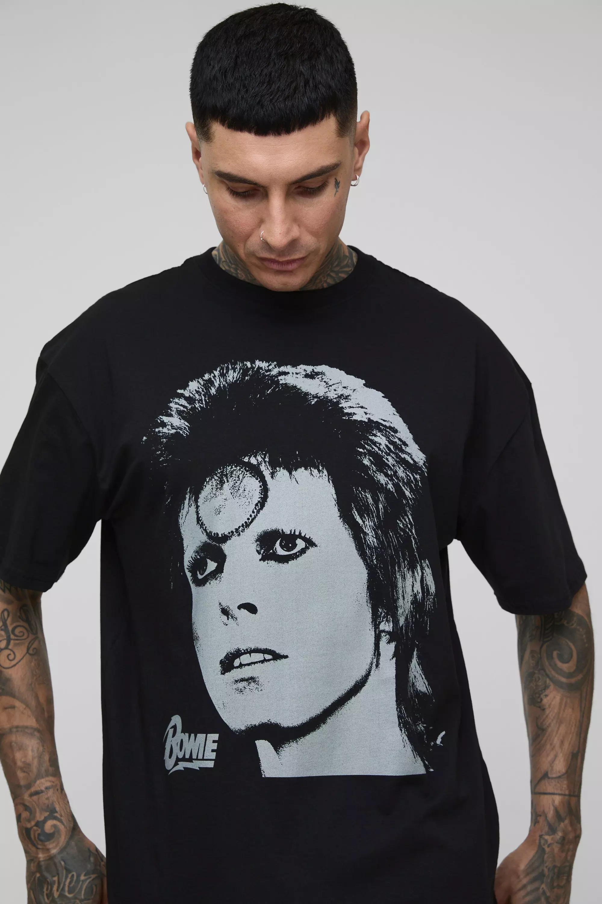 Tall - T-shirt oversize imprimé zippé, Black autre image