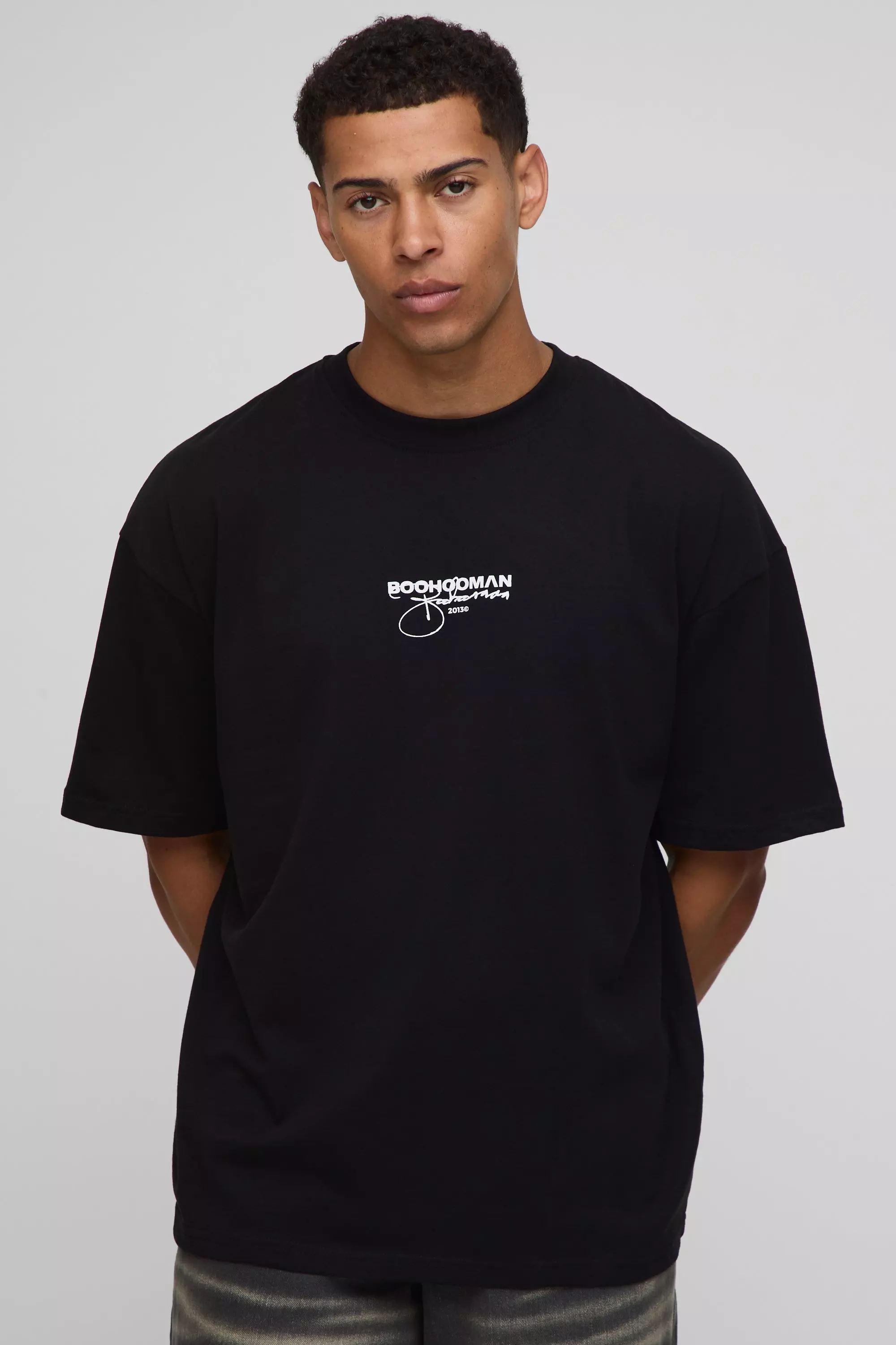 Oversized Drop Shoulder Heavyweight Patch Applique T-Shirt | boohooMAN USA