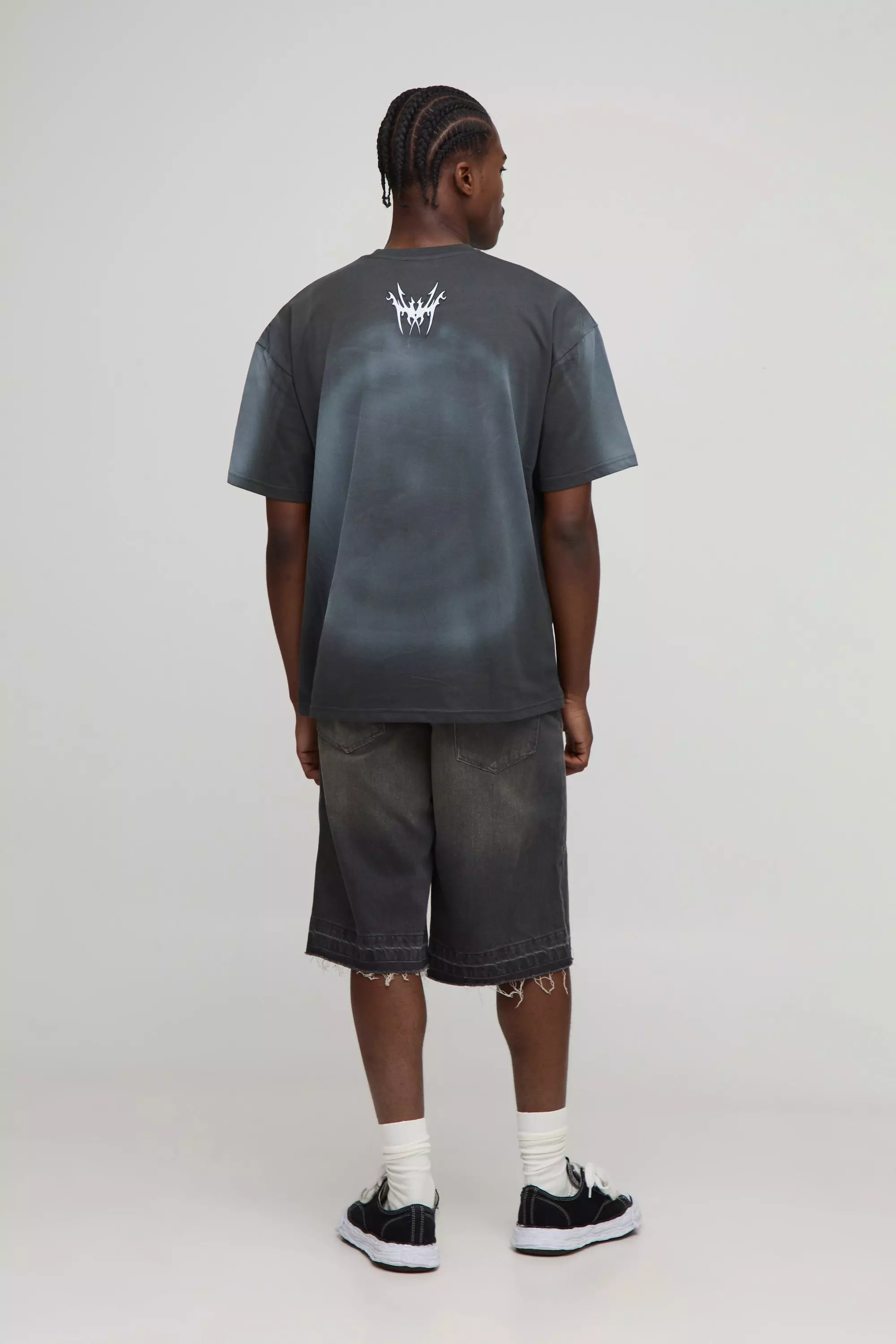 Oversized Washed Tribal Graffiti T-Shirt | boohooMAN USA