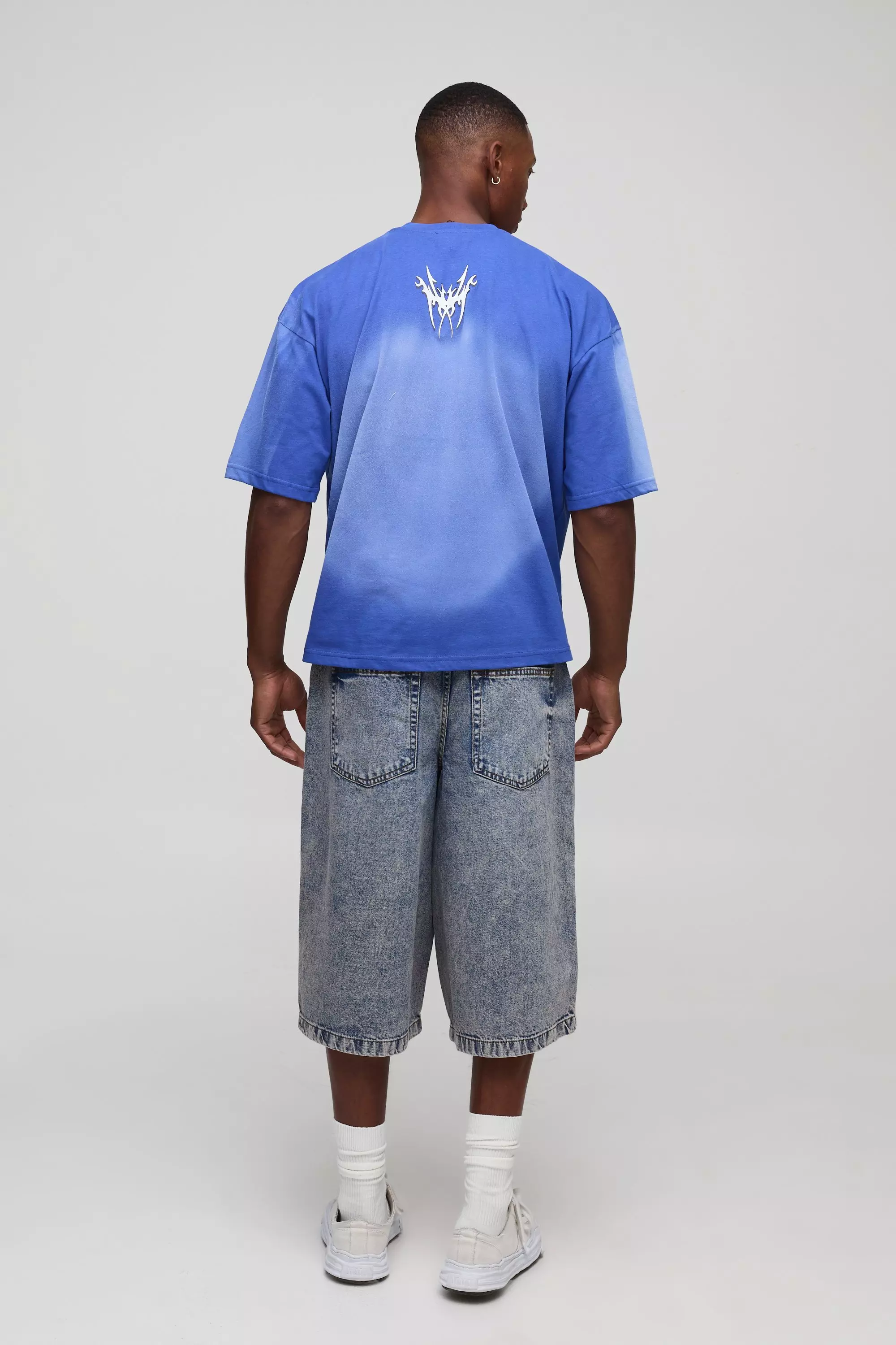 Oversized Boxy Tribal Graffiti Washed T-Shirt | boohooMAN USA