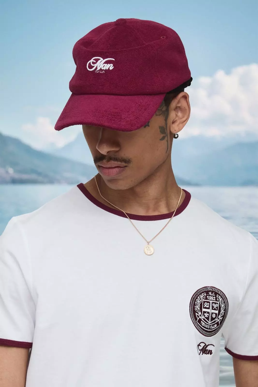 MAN Towelling Embroidered Cap Burgundy