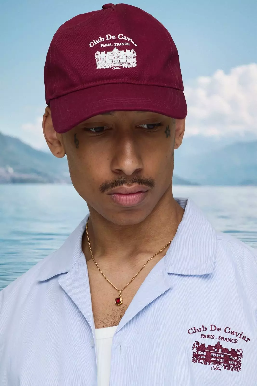 Scenic Embroidered Cap Burgundy