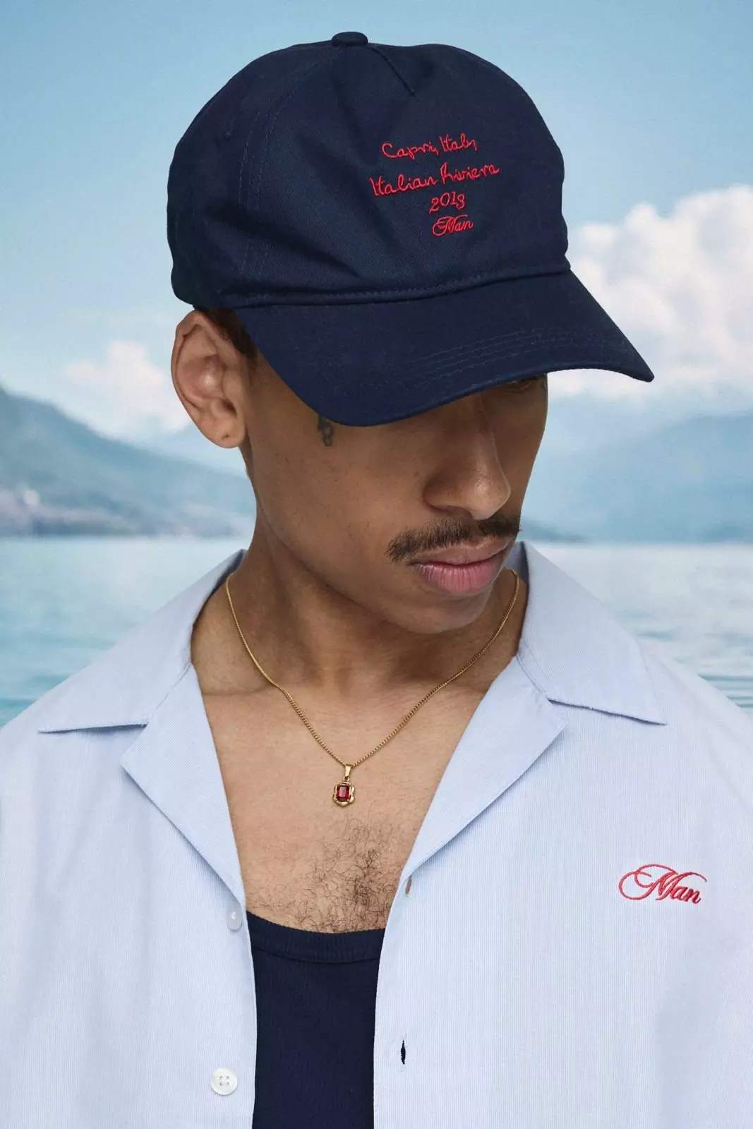 Italia Embroidered Cap Navy