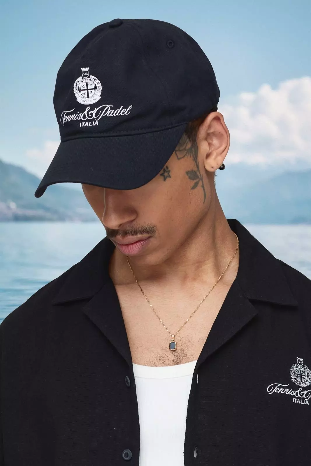 Italia Embroidered Cap Black