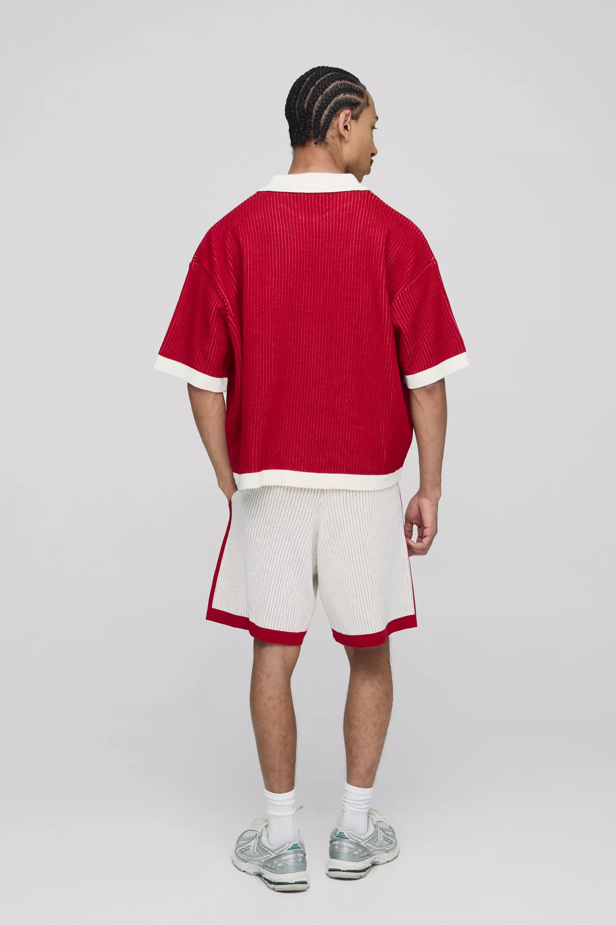 MAN Oversized Boxy Rib Knitted Polo | boohooMAN USA