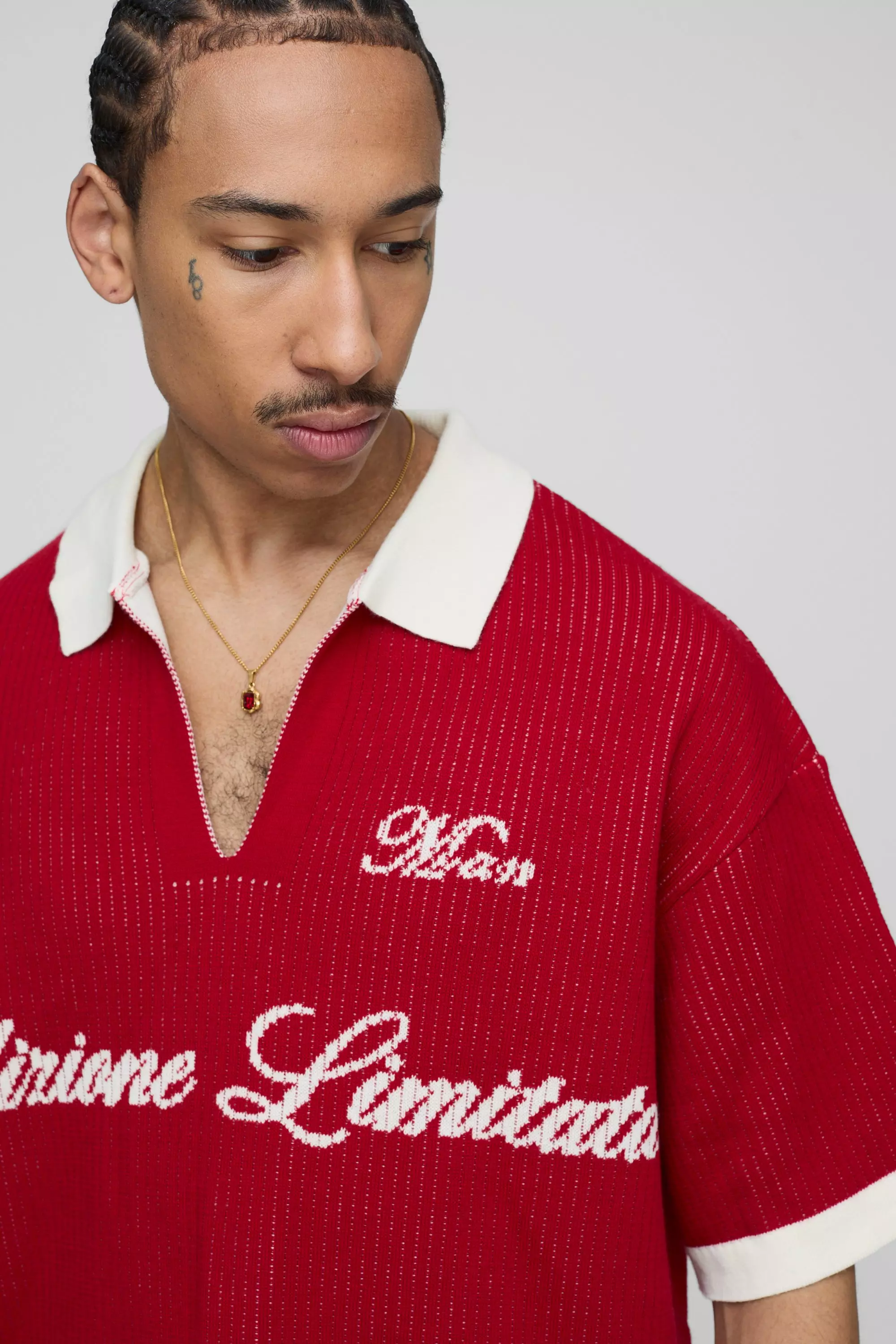 MAN Oversized Boxy Rib Knitted Polo | boohooMAN USA