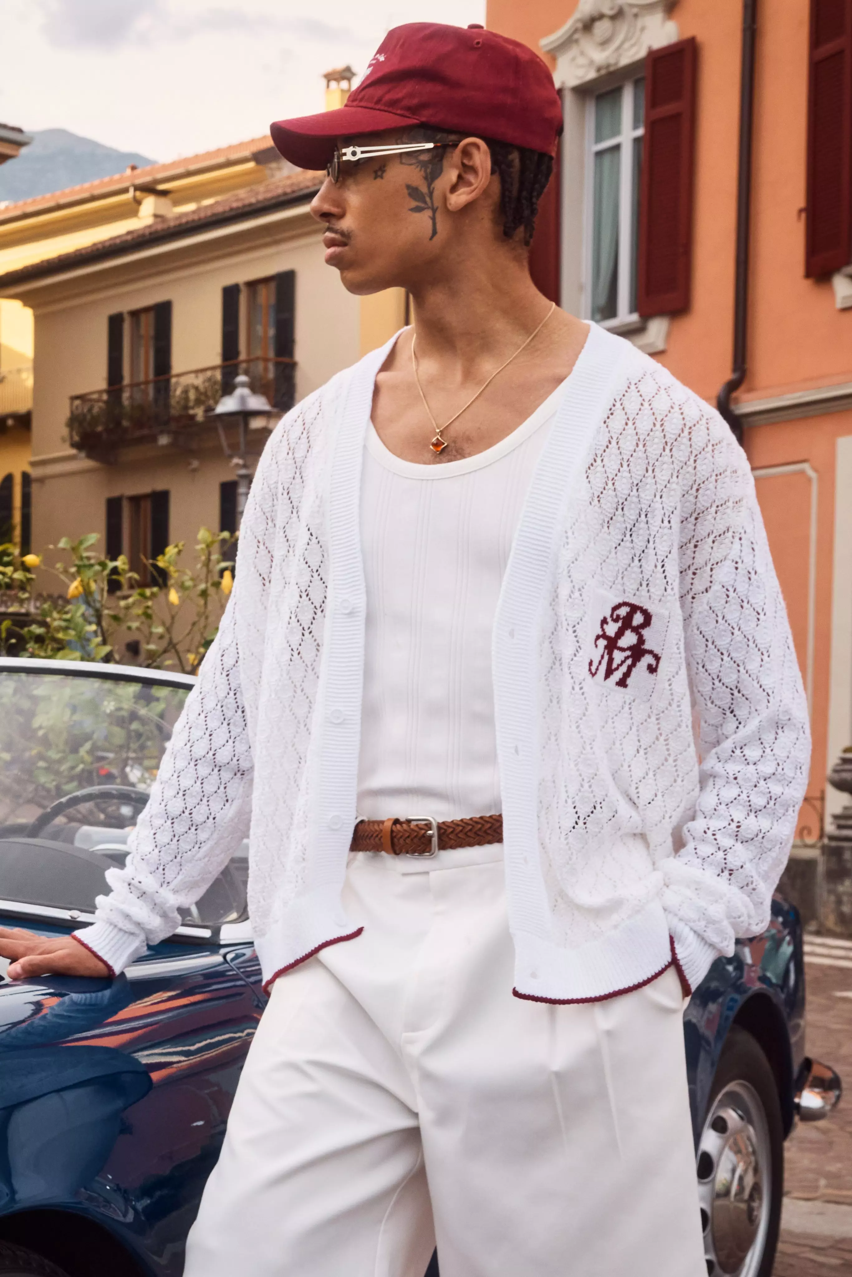 BM Boxy Pointelle Knitted Cardigan Stone