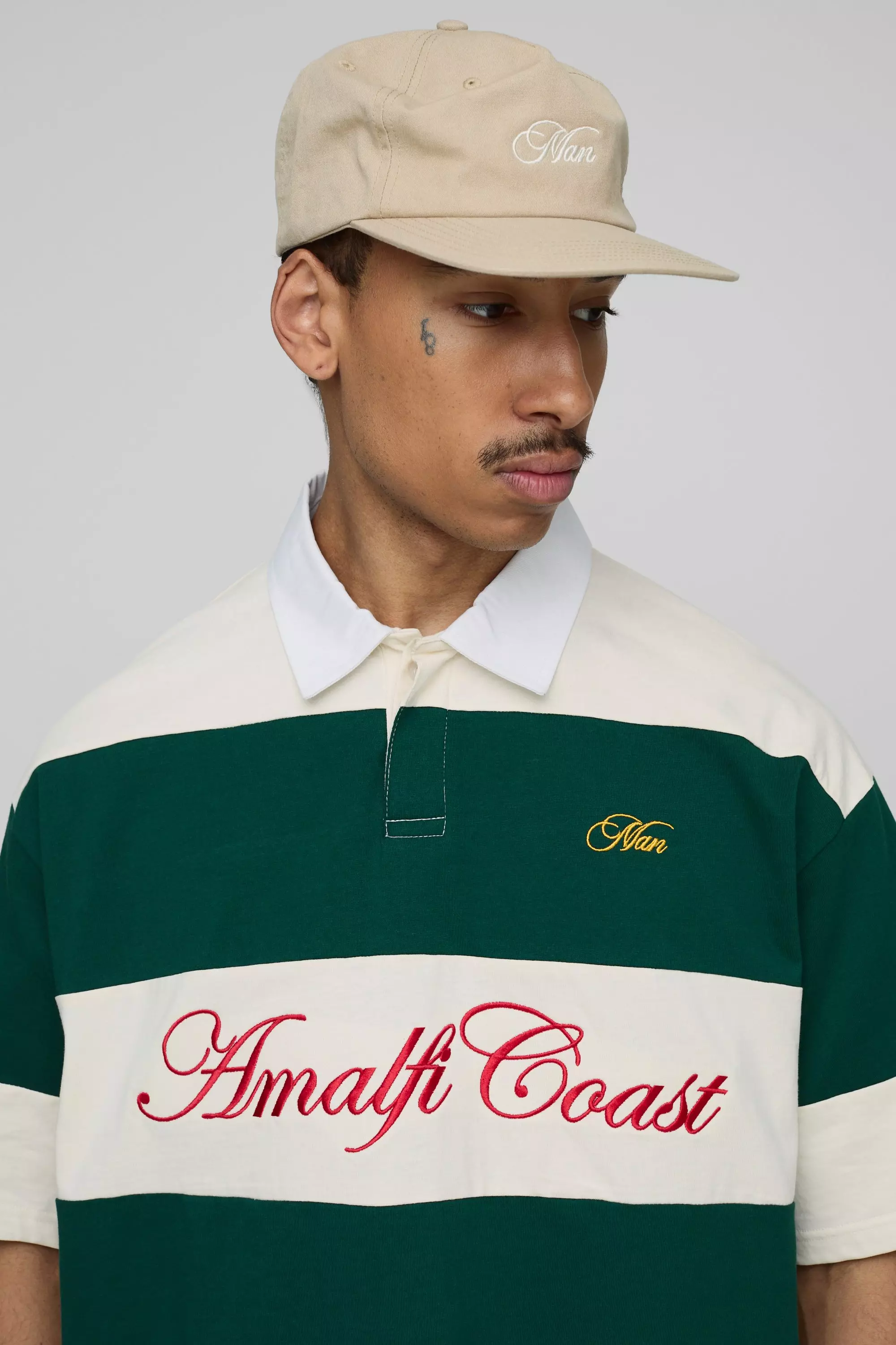 Oversized Amalfi Striped Rugby Polo | boohooMAN USA
