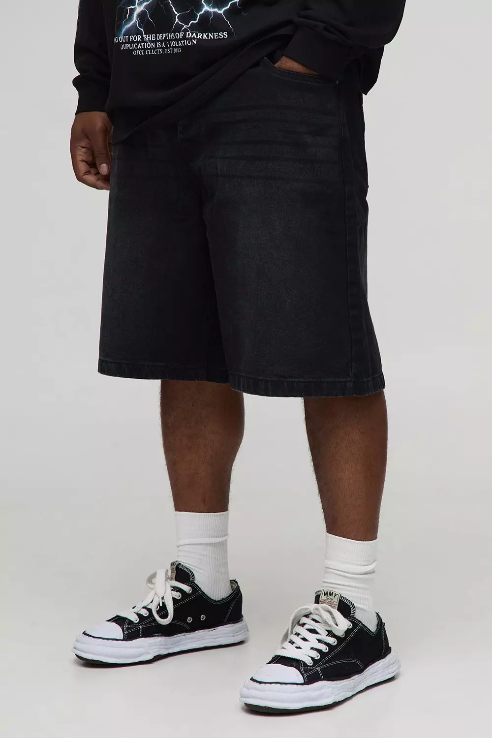 Plus Relaxed Fit Jorts with Pleat Waist Detail | boohooMAN USA