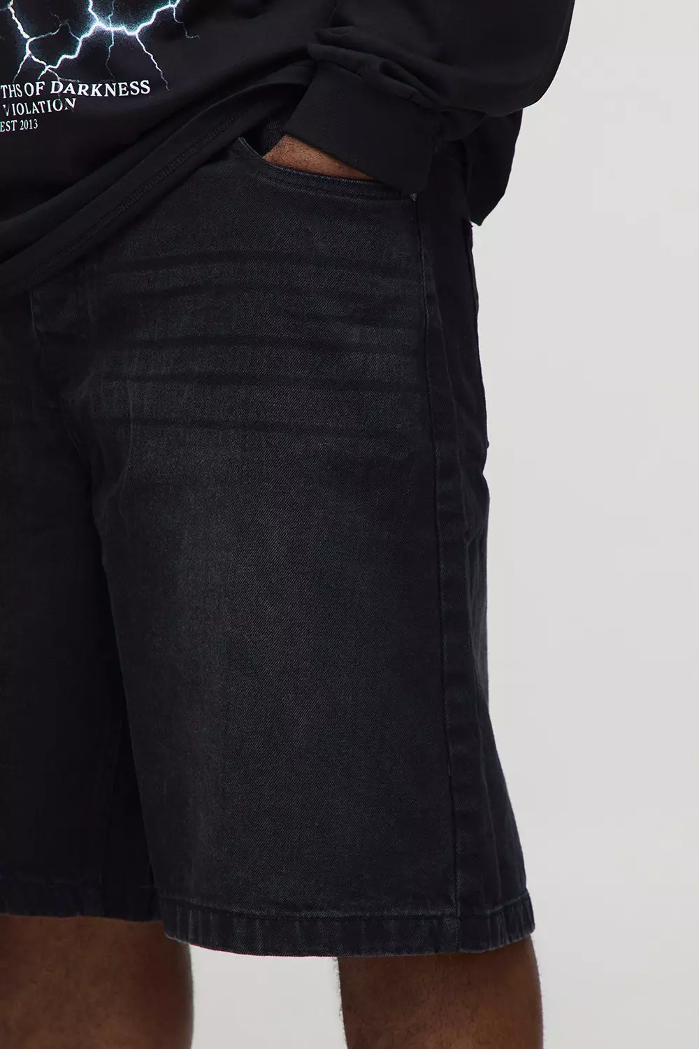 Plus Relaxed Fit Jorts with Pleat Waist Detail | boohooMAN USA