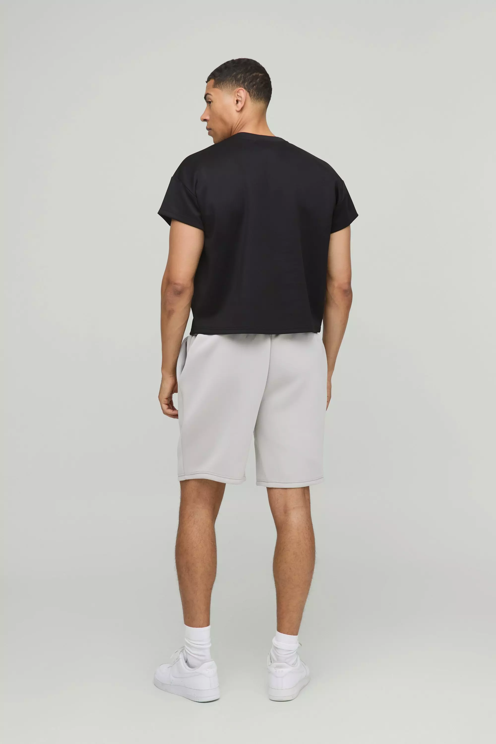 Oversized Shrunken Boxy Cap Sleeve Scuba T-Shirt | boohooMAN USA