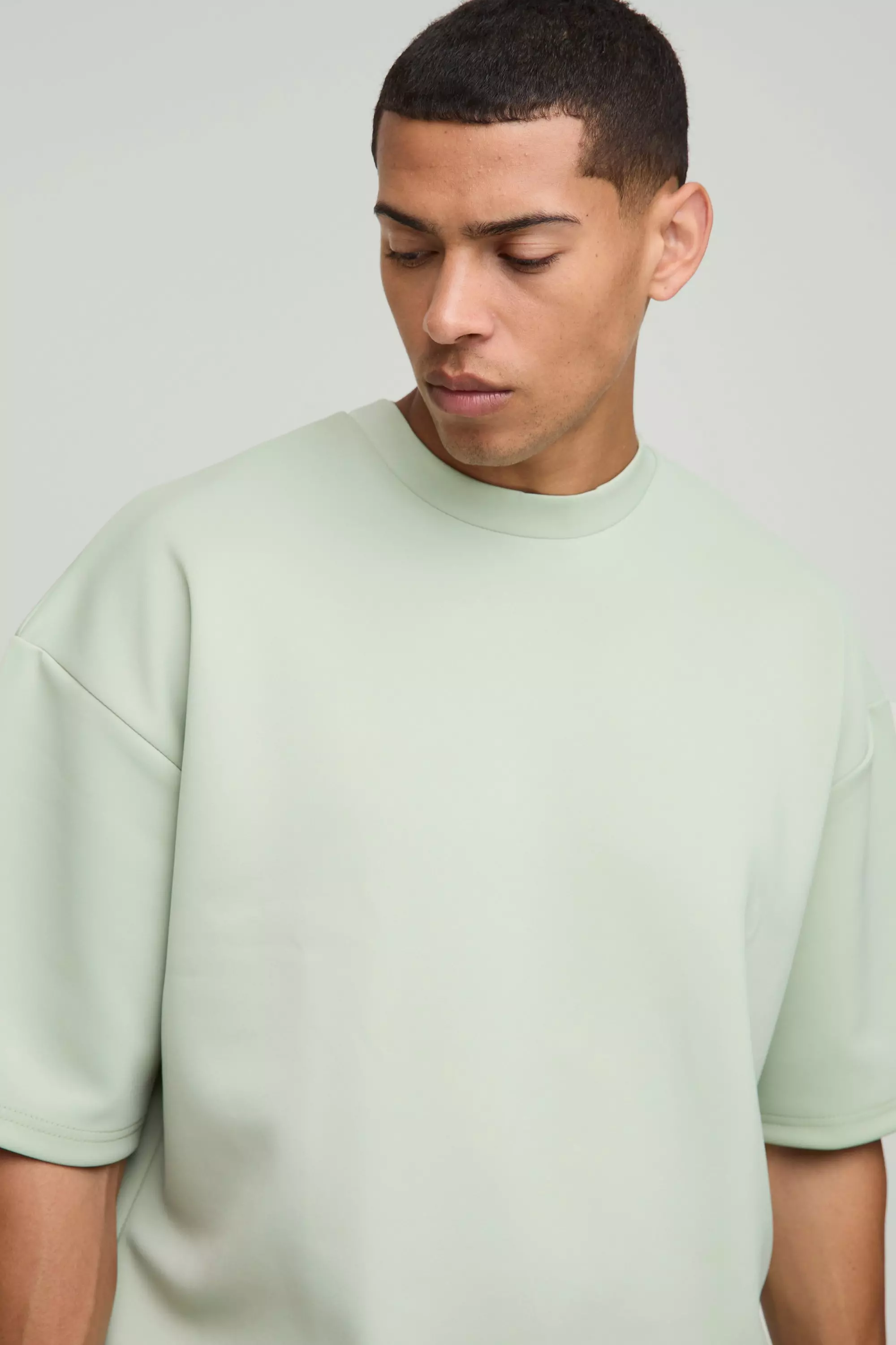 Oversized Extra Boxy Half Sleeve Scuba T-Shirt | boohooMAN USA