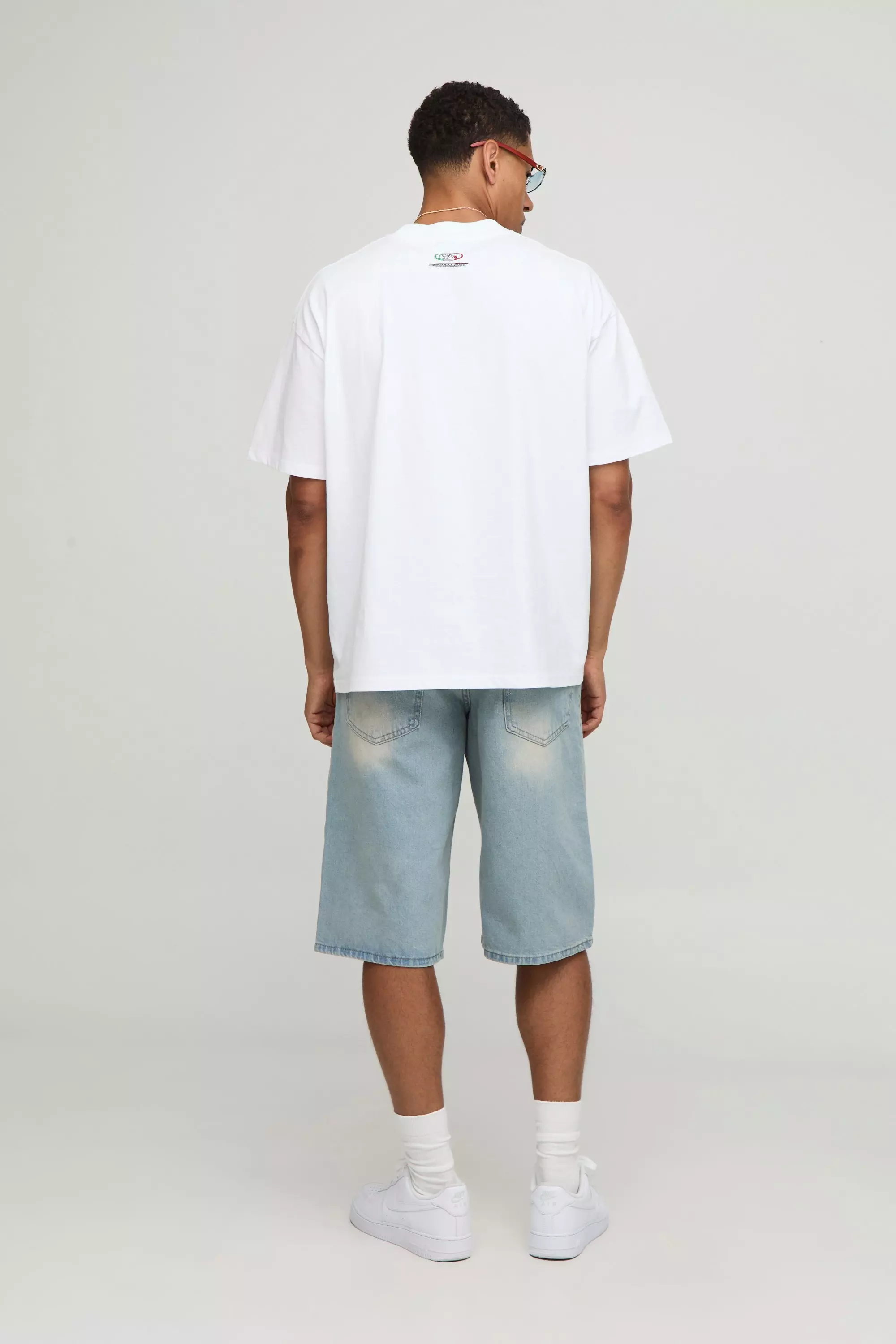 Sfera White Oversized Extended Neck Italian Landscape Graphic T Shirt | boohooMAN USA
