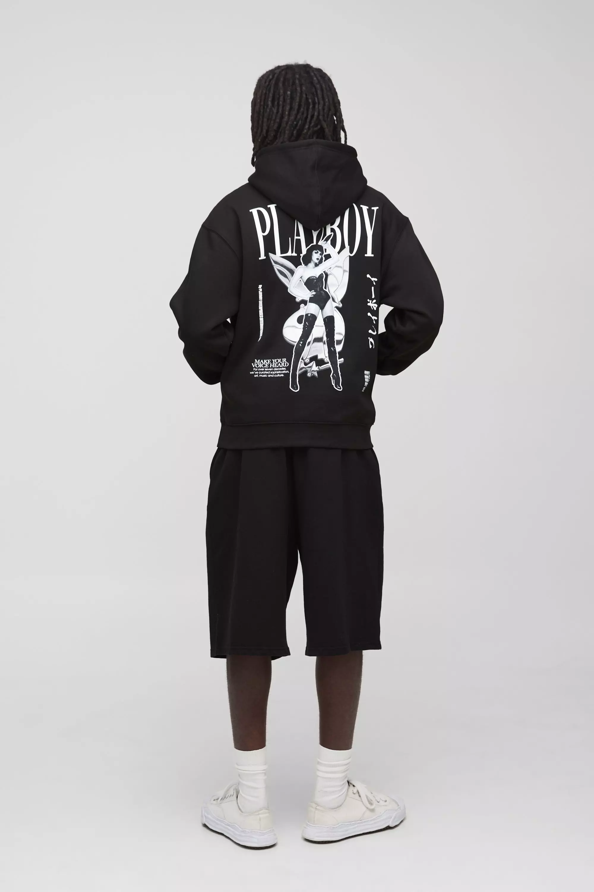 Black Oversized Playboy License Hoodie | boohooMAN USA