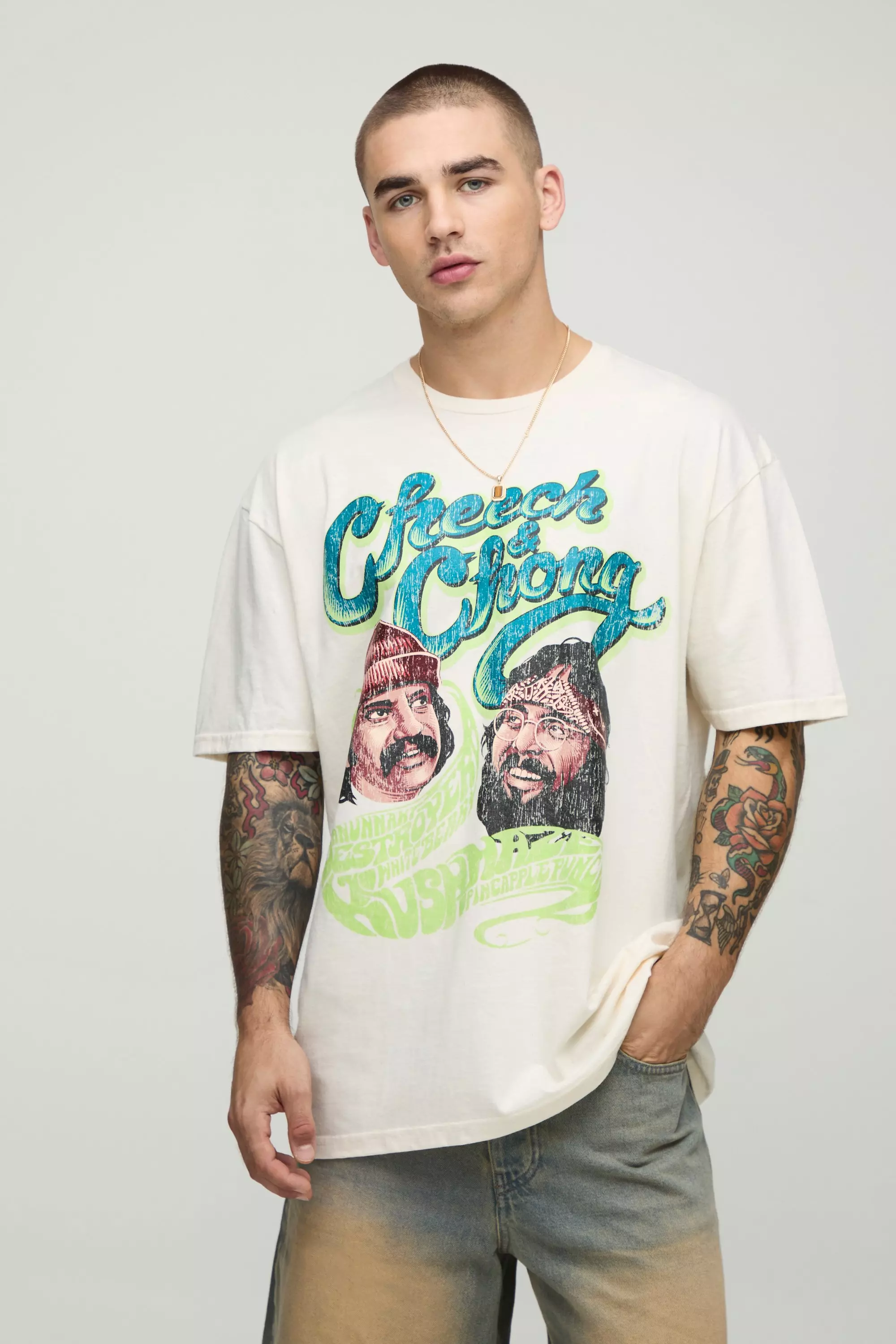 Ecru Oversized Cheech & Chong License T-Shirt alternative image