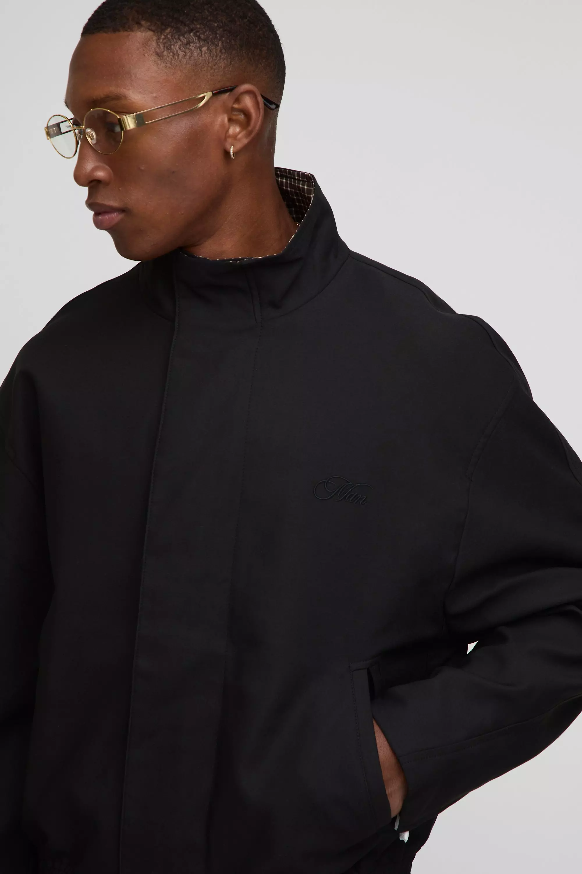 Regular Fit Embroidered Funnel Neck Track Jacket | boohooMAN USA