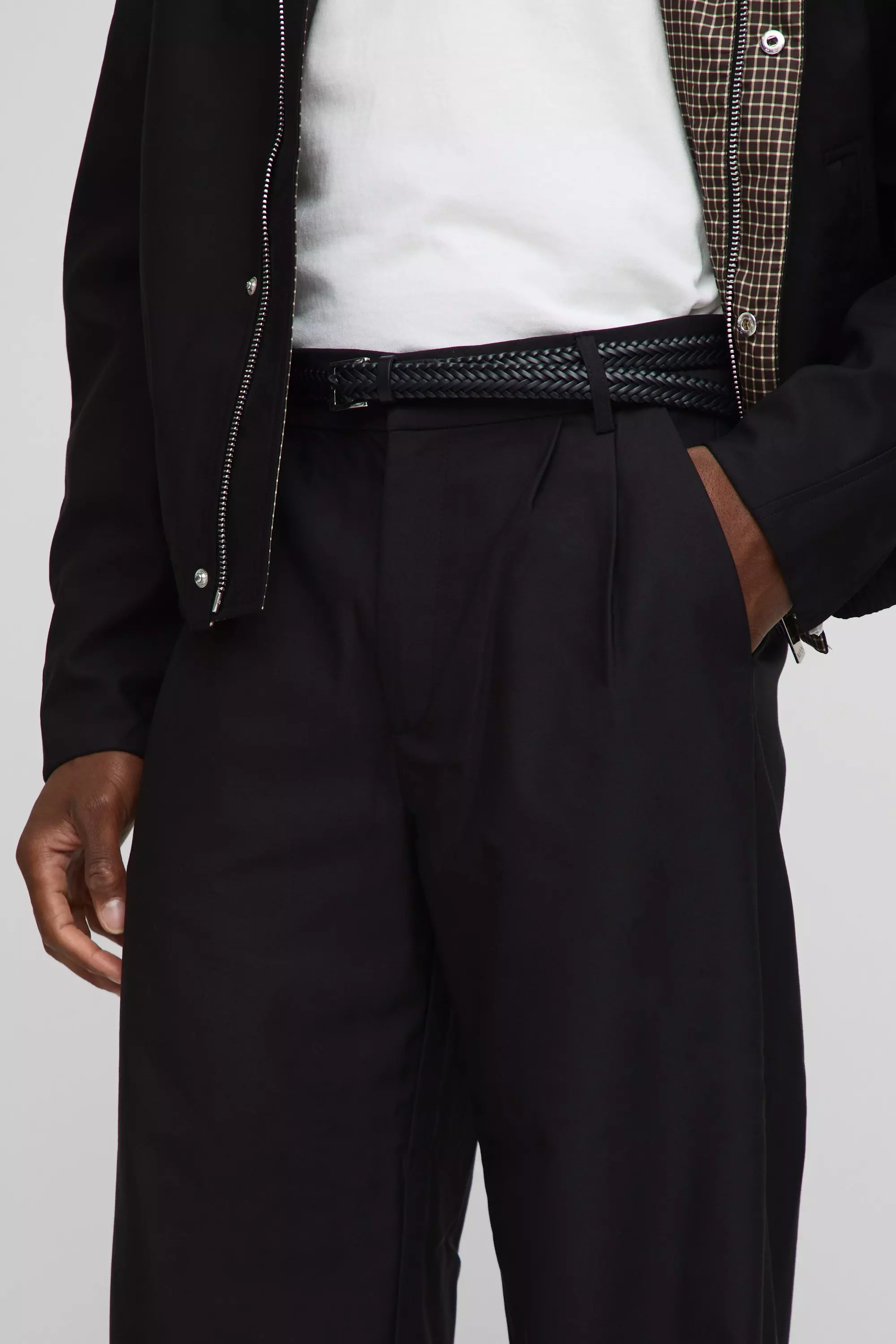 Pleat Front Wide Leg Trousers | boohooMAN