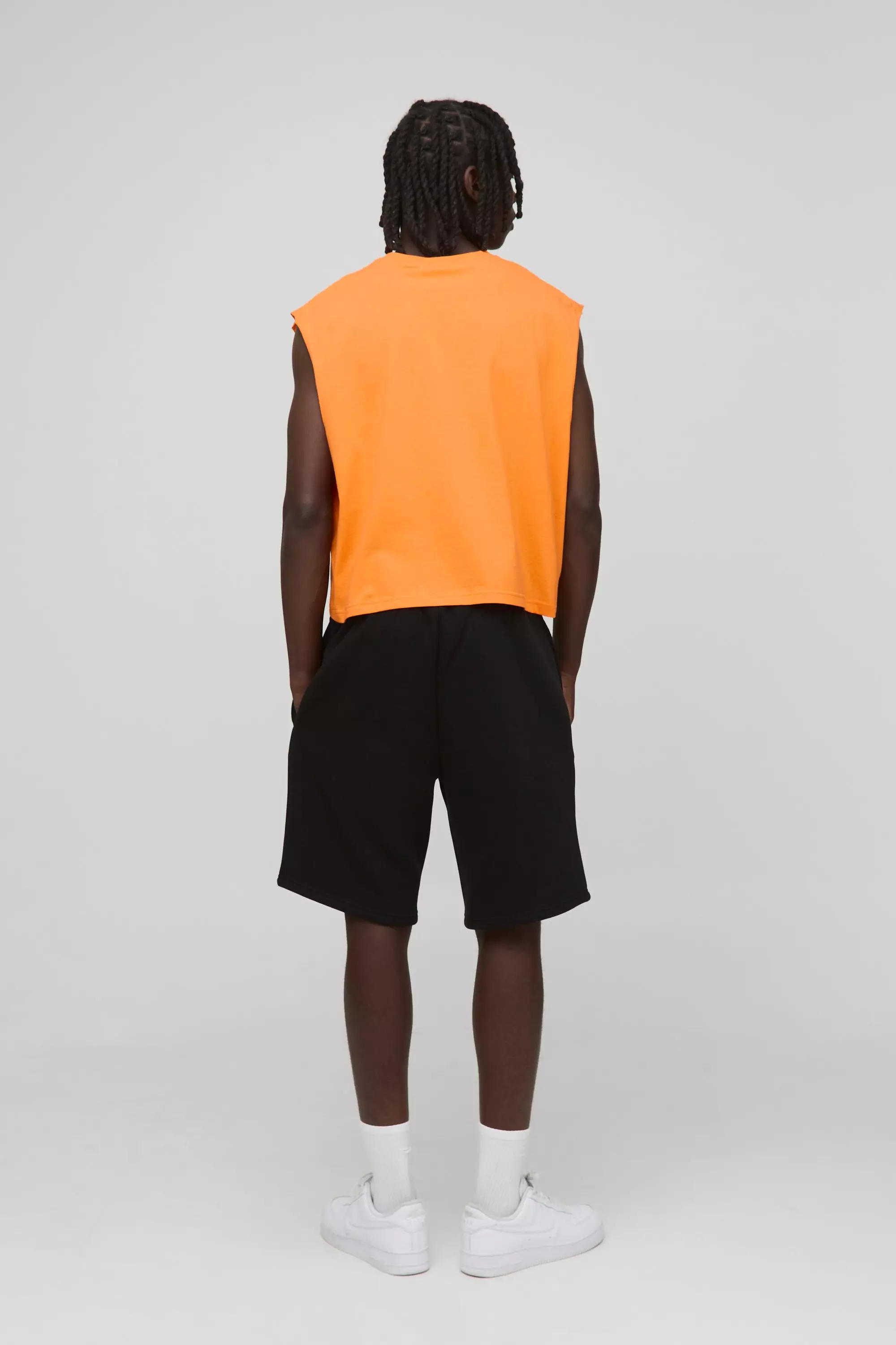 Oversized Shrunken Boxy B Signature Embroidered Tank | boohooMAN USA