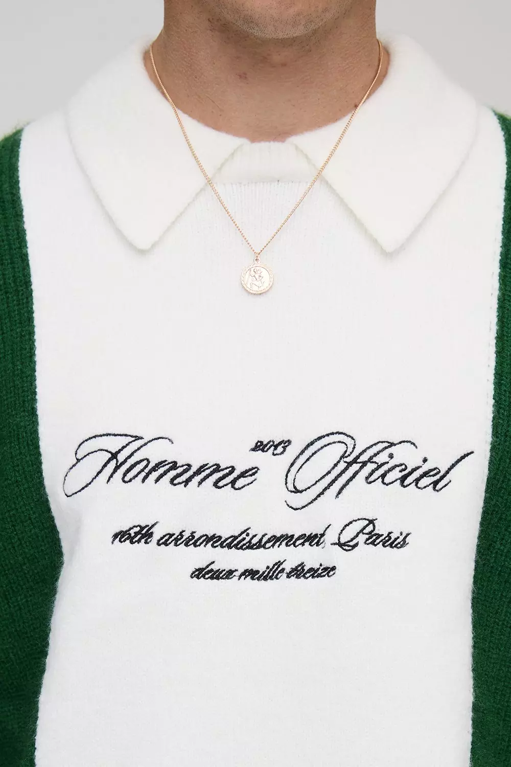Oversized Embroidered Panel Knitted Polo Jumper | boohooMAN