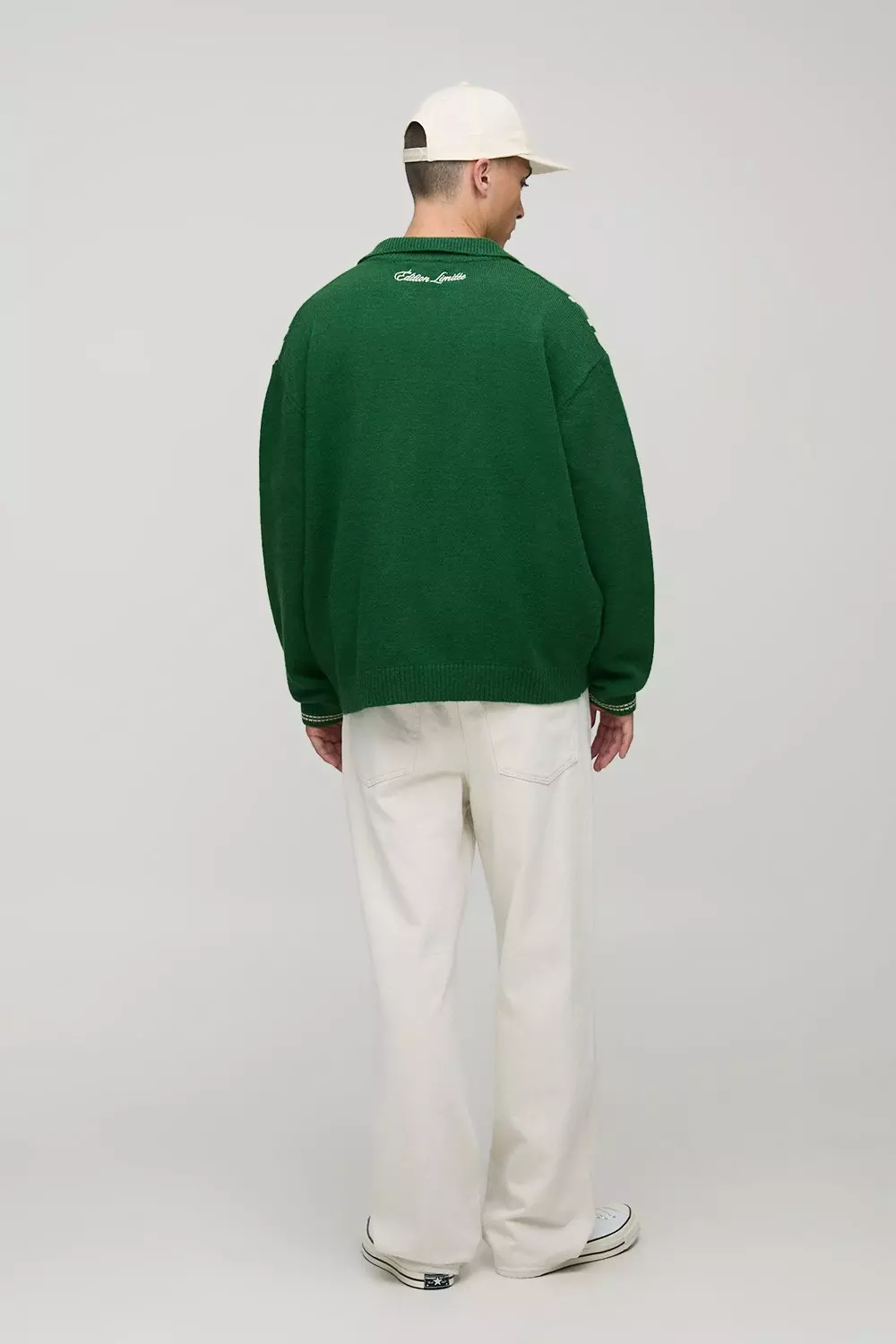 Regular Fit Embroidered Striped Zip Through Knitted Polo | boohooMAN USA