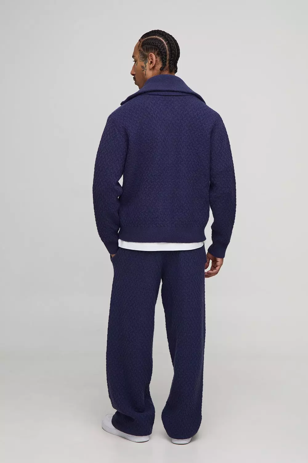 Relaxed Knitted Boucle Embroidered Jogger | boohooMAN USA