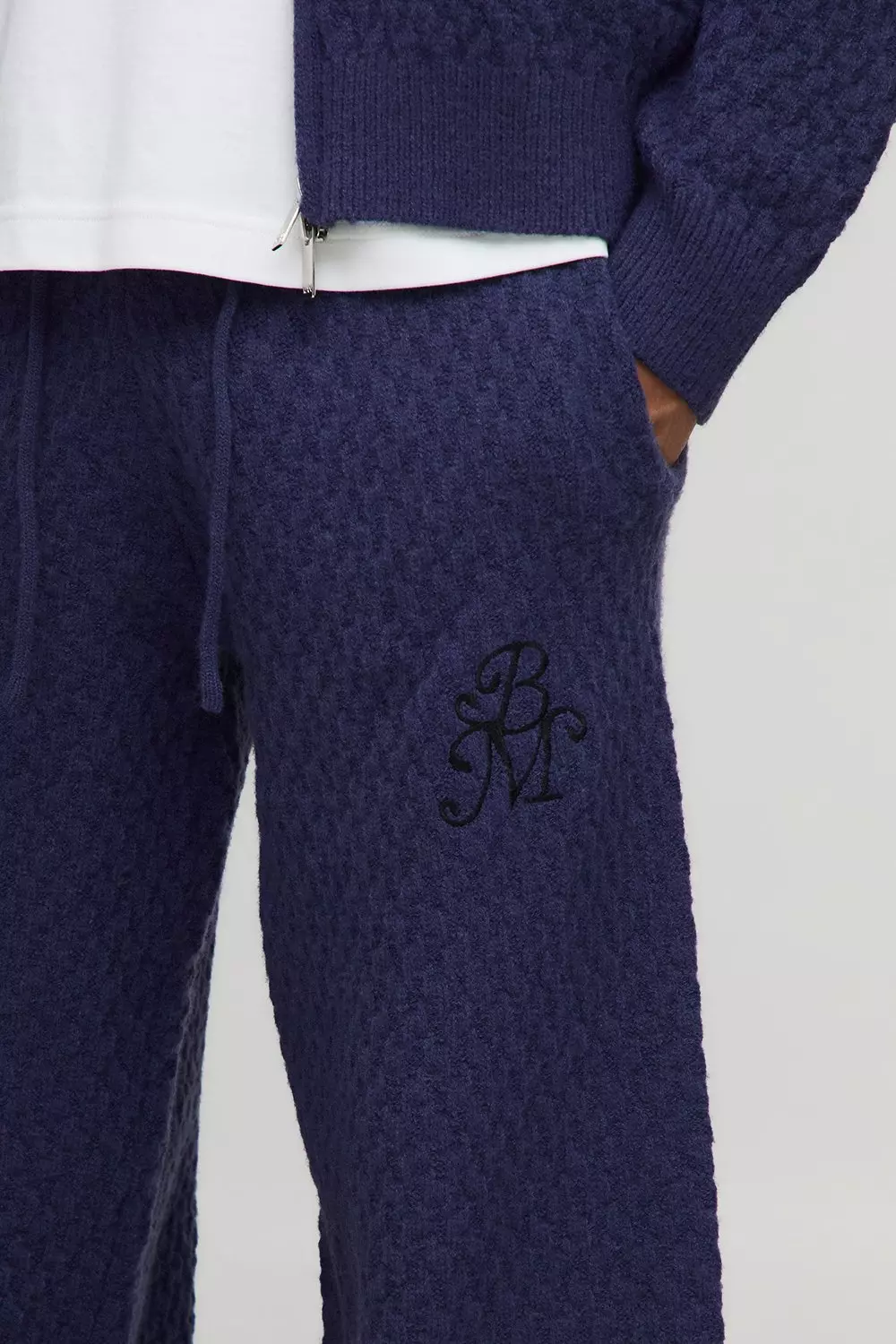 Relaxed Knitted Boucle Embroidered Jogger | boohooMAN USA