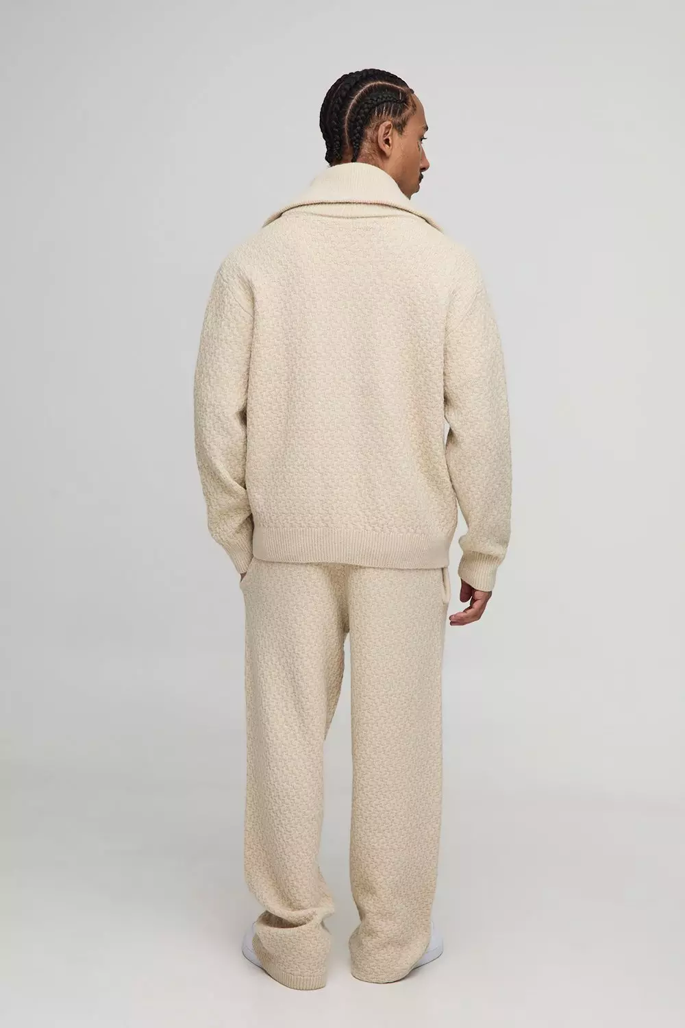 Relaxed Knitted Boucle Embroidered Jogger | boohooMAN USA